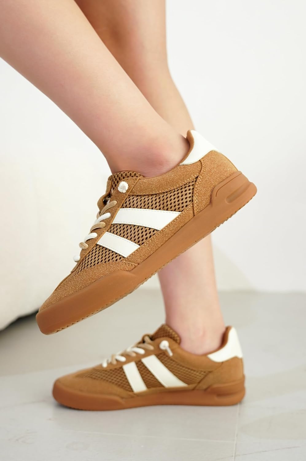 Project Cloud Genuine Leather Casual Sneakers for Women - Memory Foam Insoles Lace-Up Womens Shoes & Lightweight Women's Fashion Sneakers - Slip On Shoes for Women Footwear (Verdy) - Image 2