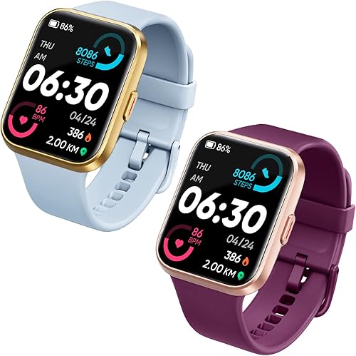 ENOMIR Paquete de 2 relojes inteligentes (morado y azul claro)
