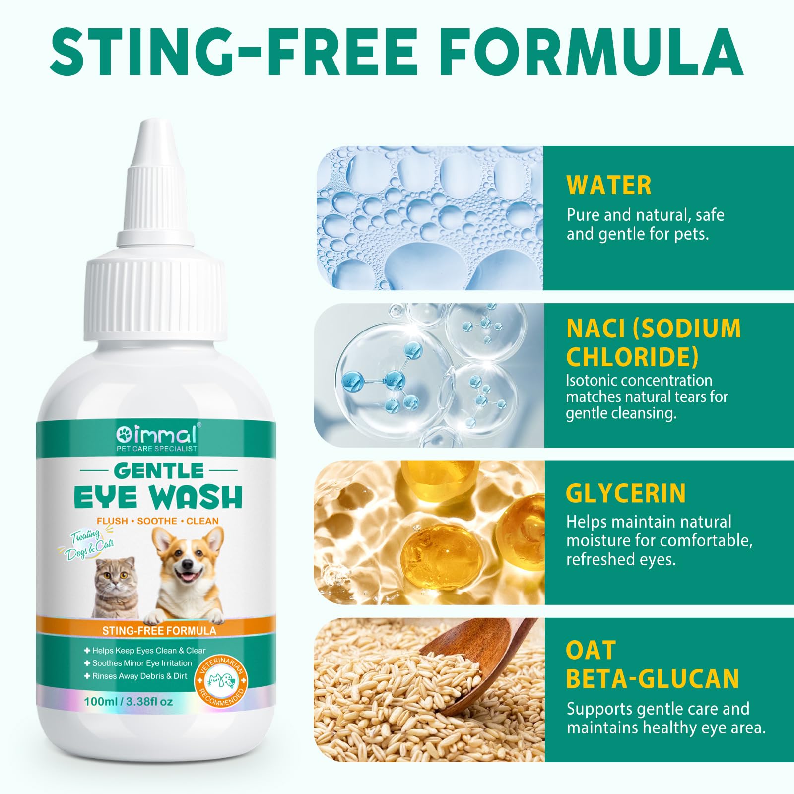 Pet Eye Drops for Dogs & Cats, Relieve Eyes Itching & Irritation, Pink Eye & Allergies Symptoms, Used to Clean Tear Stains, Remove Eye Stains, and Relieve Dryness - Suitable for All Animals (1) - image 2