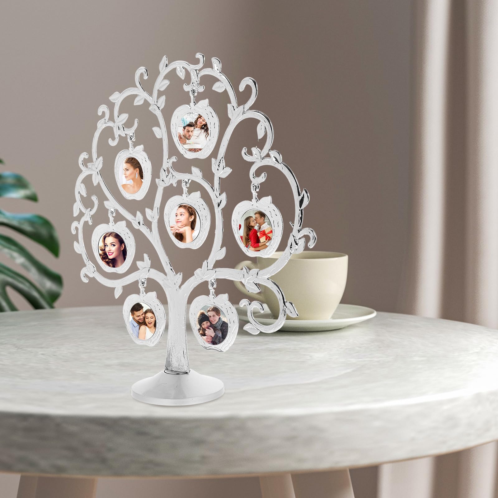 Mipcase Marco de Fotos en Forma de Árbol, Portafotos de Metal, Blanco Gemas, 1, Decorativo y Práctico, para Bodas y Decoración del Hogar