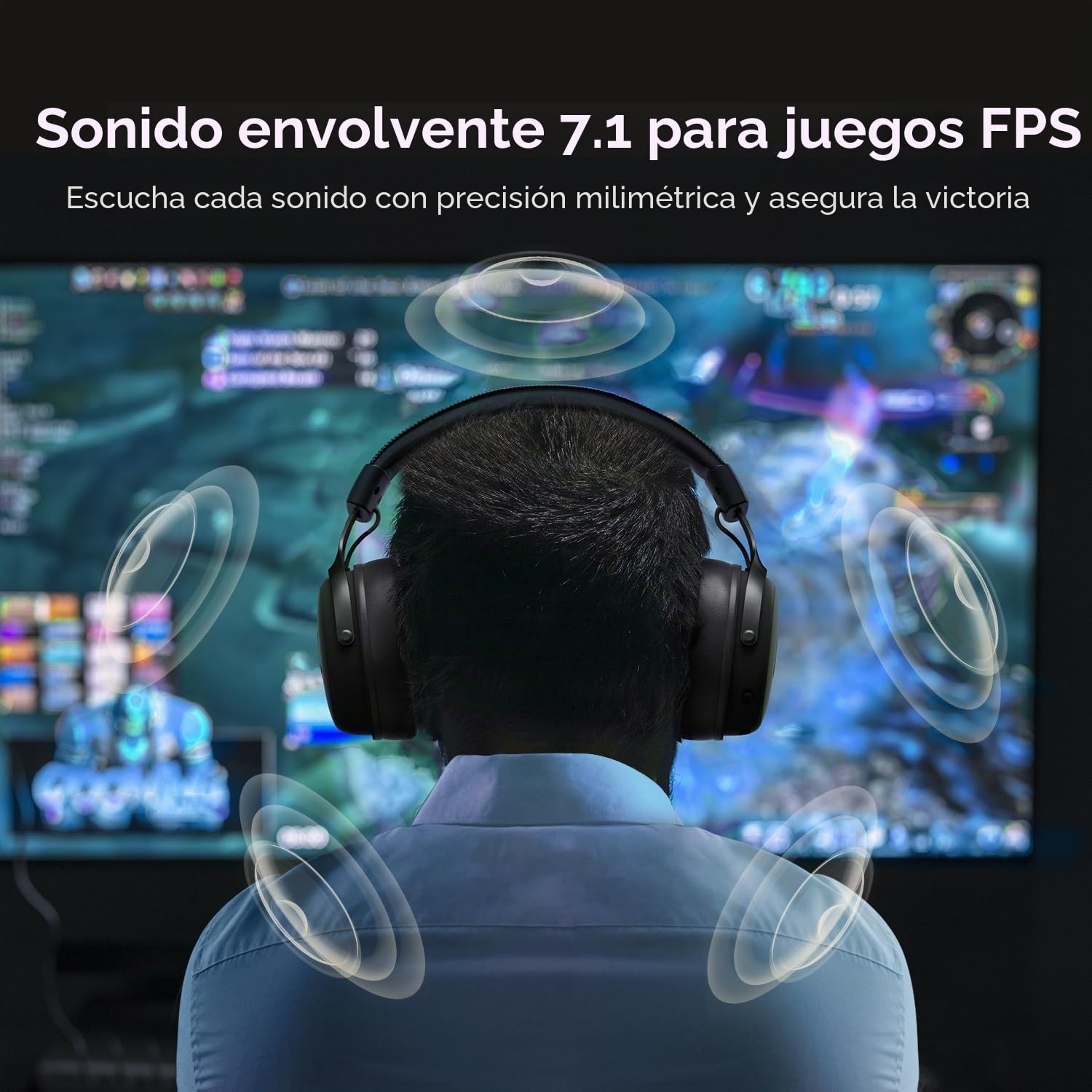 MCHOSE V9 Pro - Auriculares de juego para videojuegos, sonido envolvente 7.1 Esports, color negro