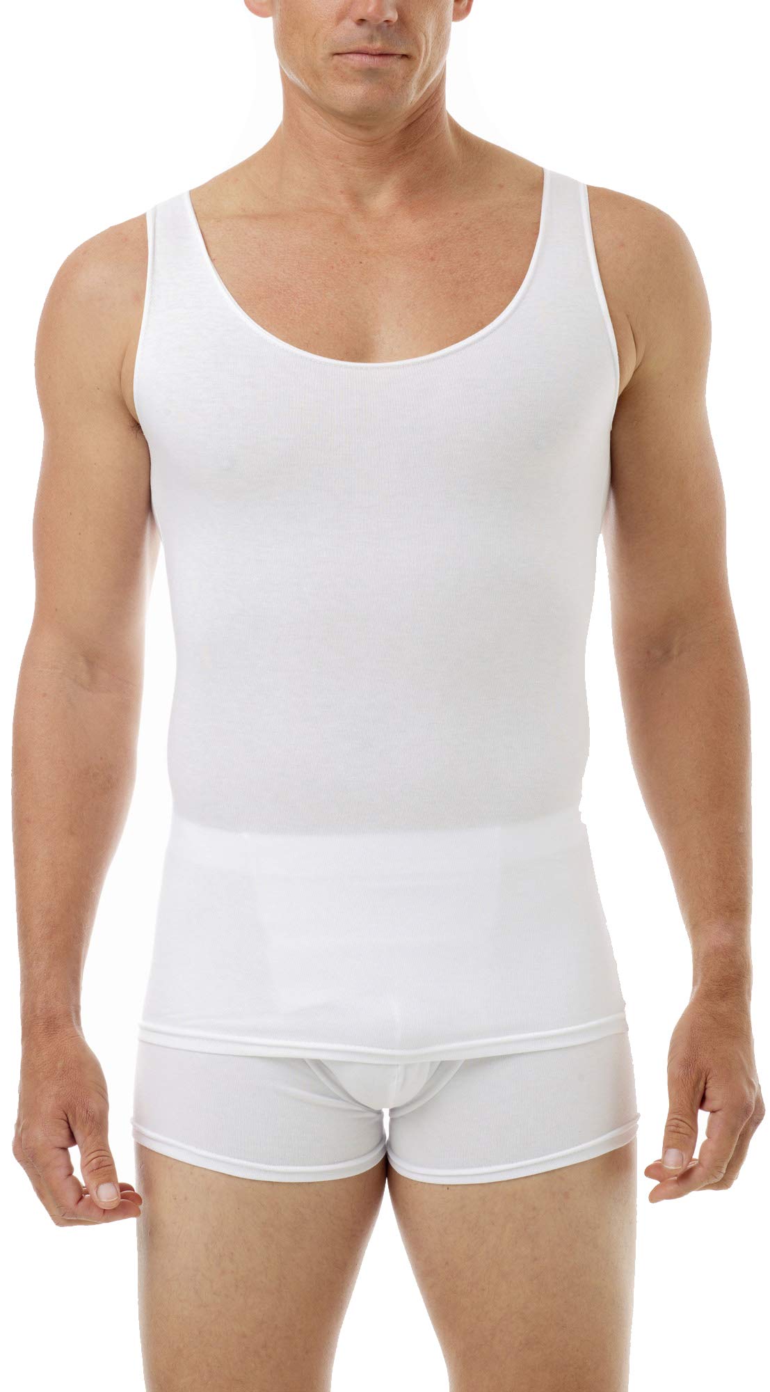 Underworks Mens Cotton Spandex Compression Tank, Large, White