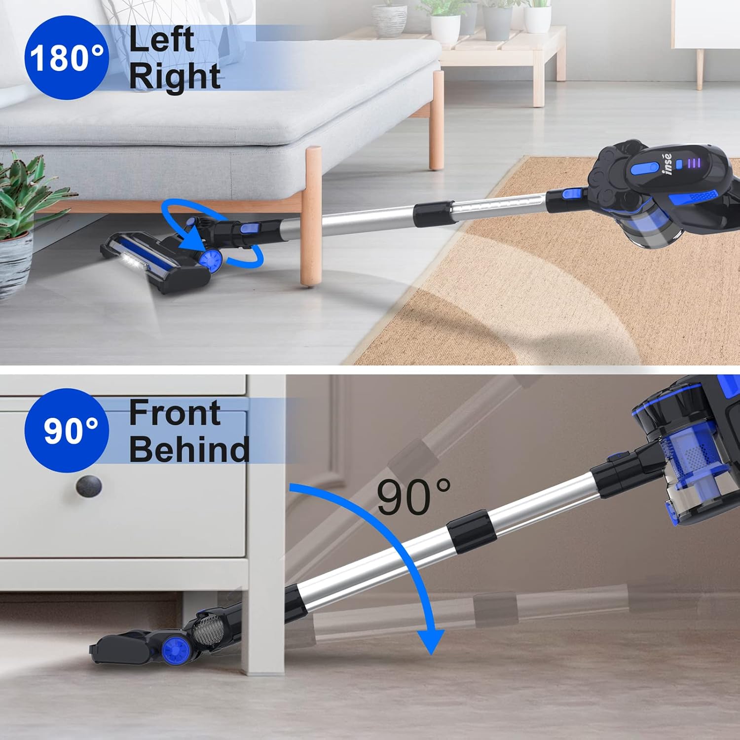6-in-1 INSE Cordless Vacuum: Powerful, Lightweight, and Long-lasting for Home, Car, and Pet Hair