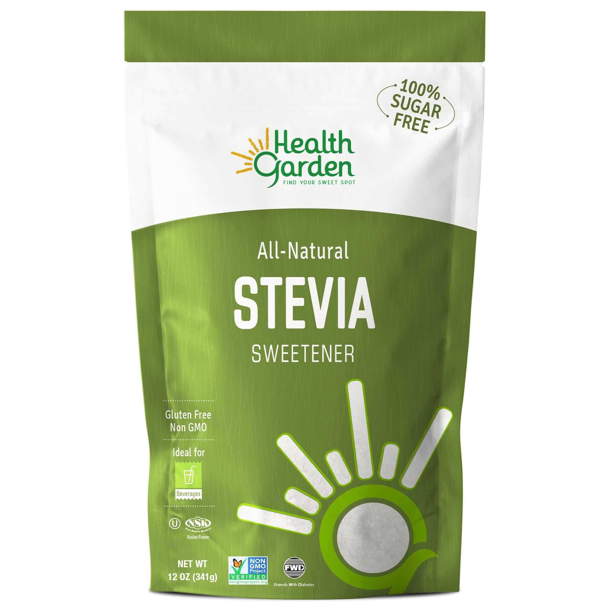 Health Garden Stevia Sweetener Powder - All Natural - Kosher - Gluten and Sugar Free - Keto Friendly (12 oz)