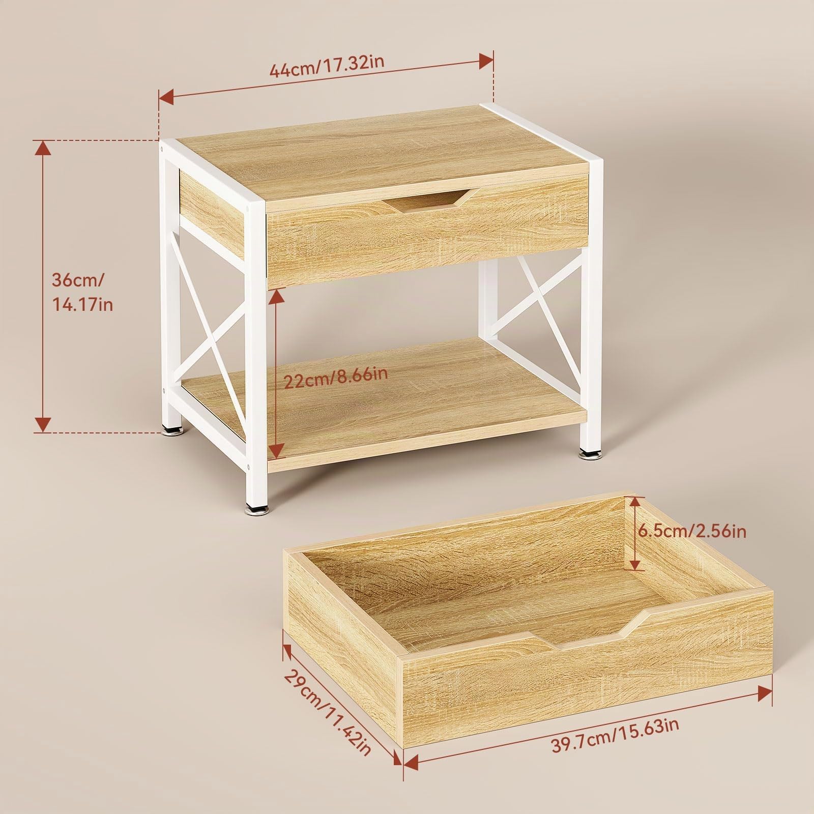 IBUYKE Soporte para impresora de escritorio de 2 niveles, organizador de escritorio multiusos, soporte de madera para impresora con cajón de almacenamiento para carpetas, libros, para máquina de fax,