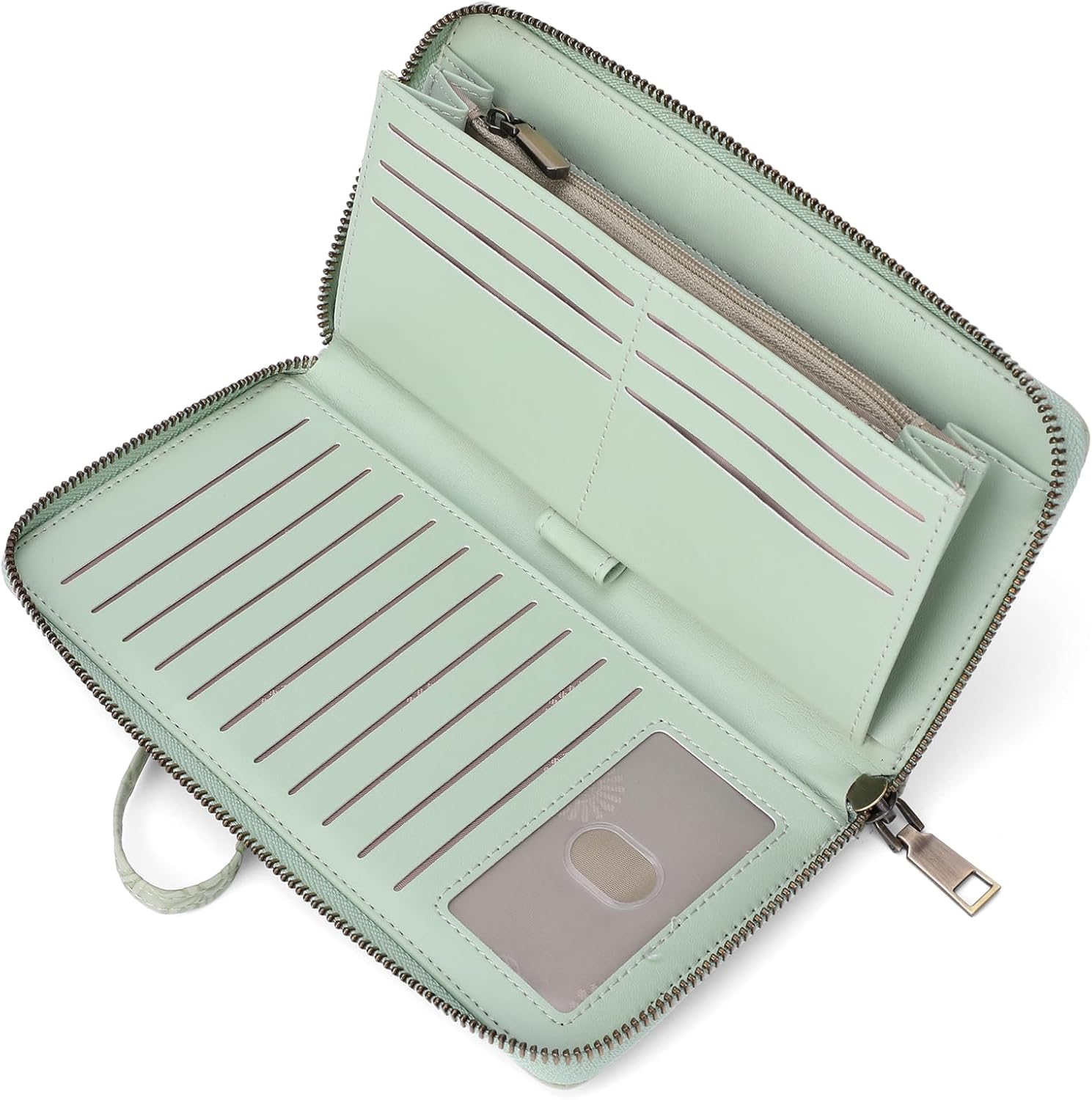 SENDEFN Women's Wallet RFID Blocking Leather Zip Around Wallet Large Capacity Long Purse Credit Card Holder with Wristlet - Image 7