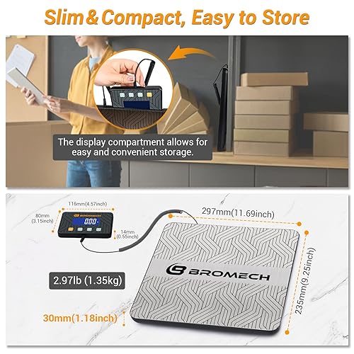 Miniatura 3 de Básculas postales para paquetes de envío, báscula de correo digital resistente de 440 libras de alta precisión, escala de franqueo de 0.35 onzas con