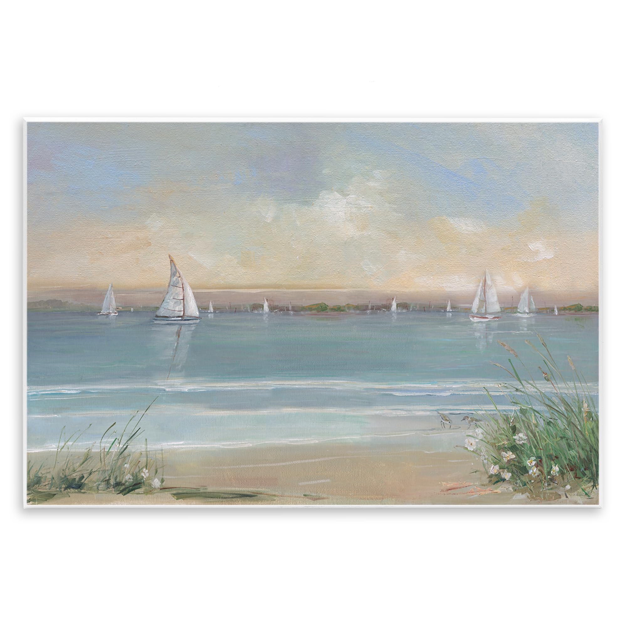 Coastal Sailing at Dawn, 13 x 19 Inch Mounted Print on Wall Plaque