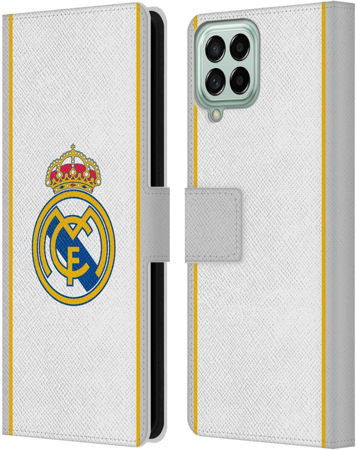 Head Case Designs Officially Licensed Real Madrid CF White Badge Leather Wallet Case Compatible with Samsung Galaxy M33 (2022)