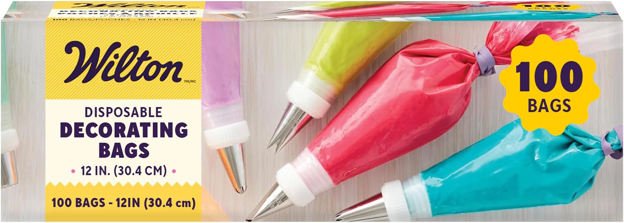 Disposable Decorating Bags - Piping, Icing & Cake Decorating - Perfect for Baking Creations - Baking Accessories - Packaging May Vary - 12-Inch, 100 Count