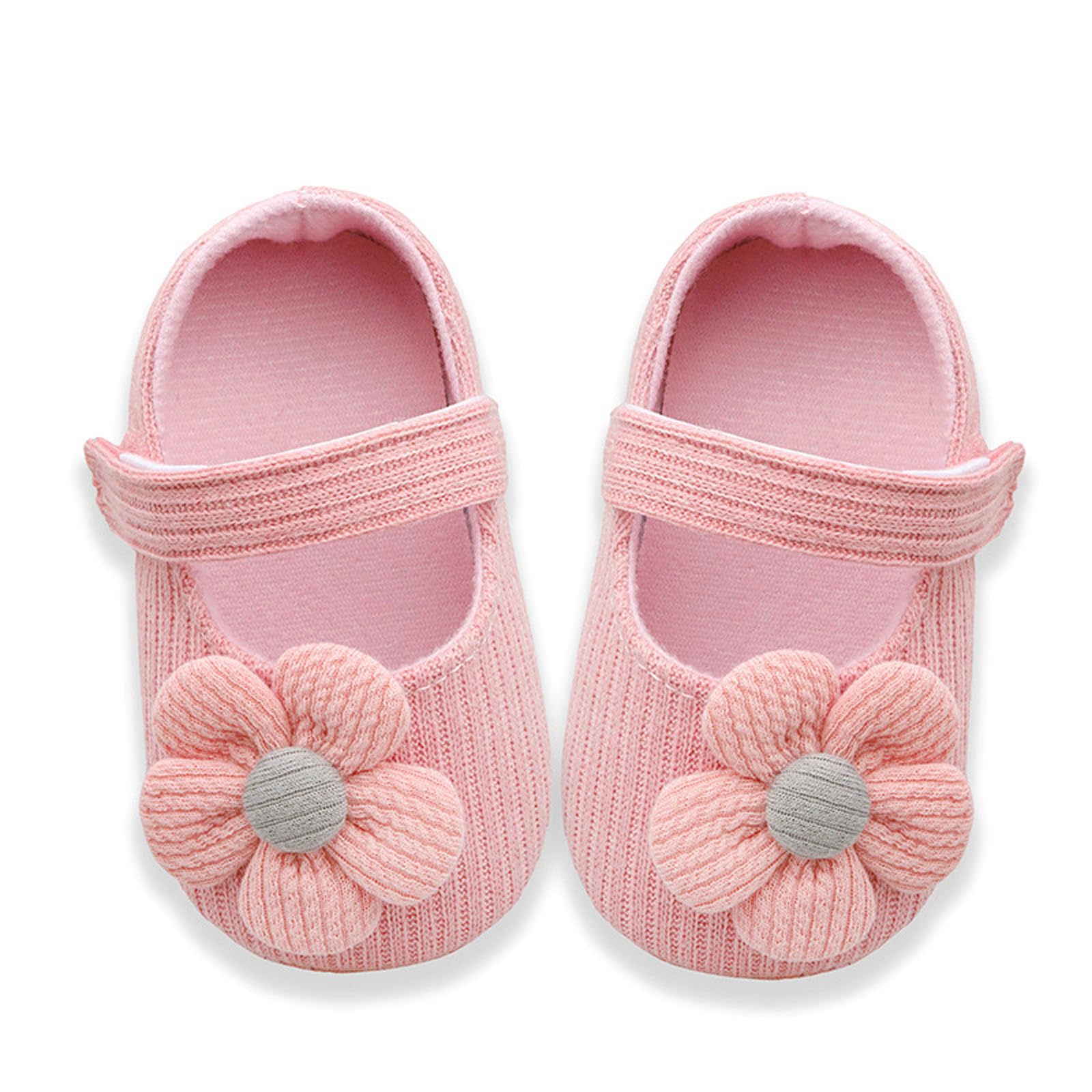 SHEKAKO Infant Girls Walking Shoes, Princess Bowknot Flats Prewalker, Cartoon Soft Sole Wedding Dress Sneakers, Newborn Light Baby Soft Bottom Warm Crib Shoes (Flowers Pink,10-13 Months Infant)