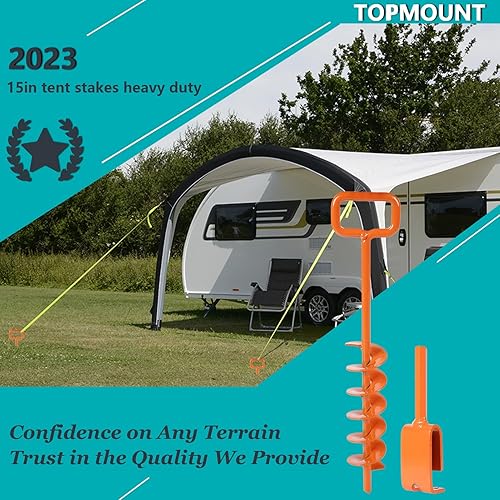 Miniatura 5 de Estacas de tienda de campaña de 15 pulgadas para 2023, anclajes de tierra, 1 adaptador resistente para anclajes de tierra resistentes para vientos