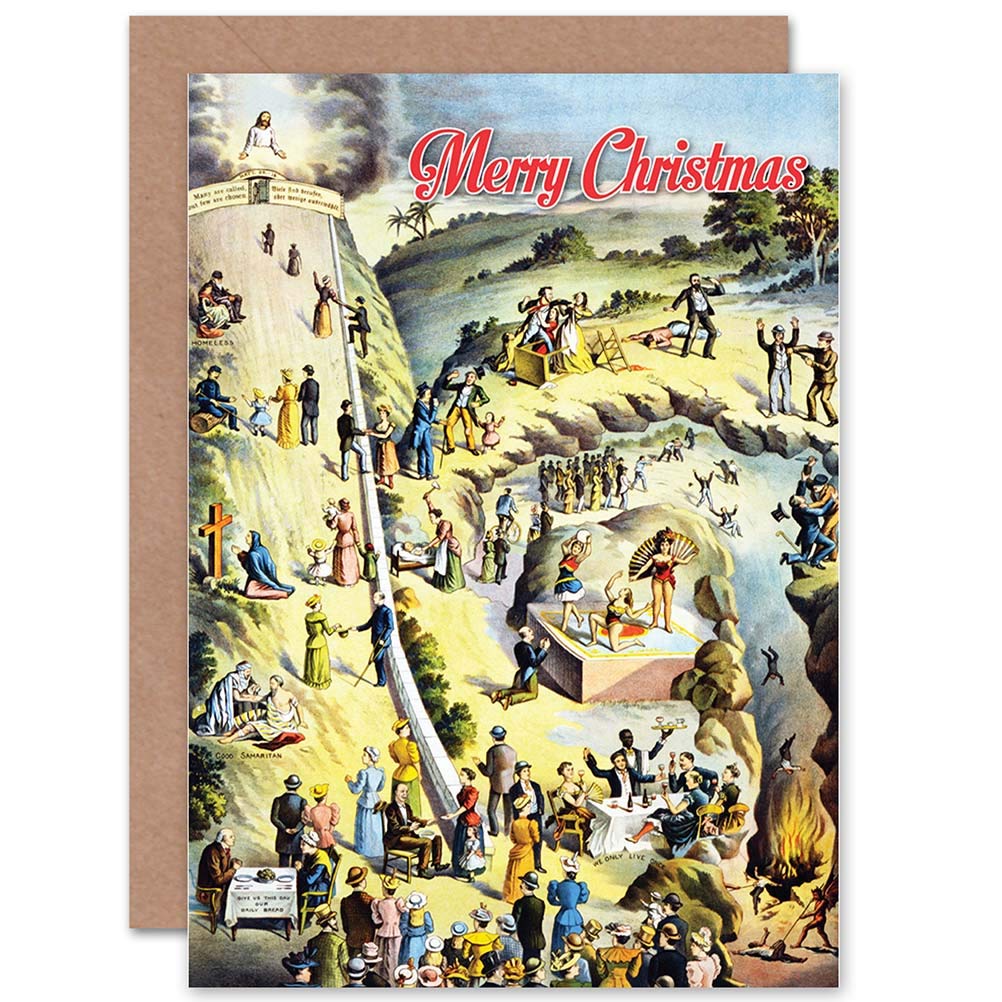 Wee Blue Coo CARD ALTERNATIVE CHRISTMAS XMAS JOURNEY TO HEAVEN HELL
