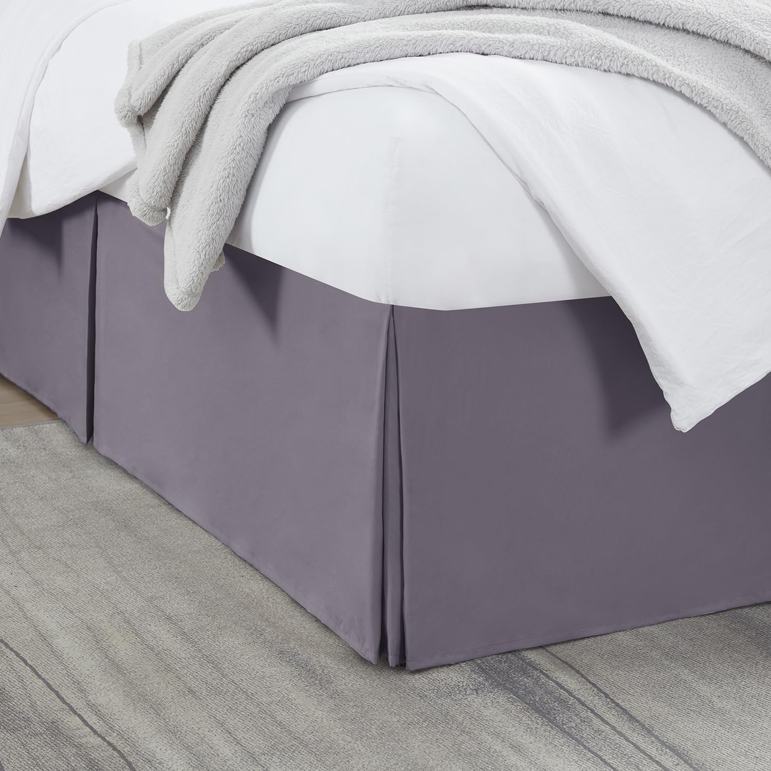 Nestl Grayish Purple Twin XL Bed Skirt - Twin XL Size Bed Skirt 14 Inch Drop - Brushed Microfiber Bed Skirts - Hotel Quality Pleated Bed Skirt - Shrinkage &amp; Fade Resistant