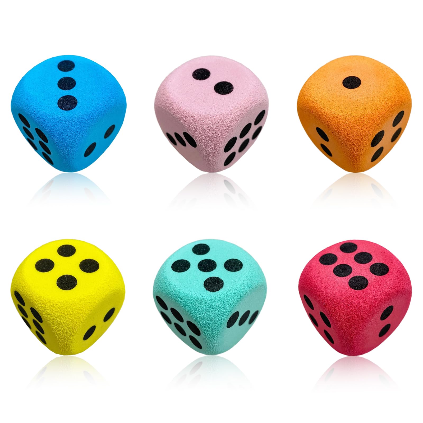 Set di 6 Dadi da Gioco Grandi 38mm, Dadi Giganti Colorati a 6 Facce per Gioco dell'Oca, Giochi da Tavolo e Attività Didattiche, Accessori per Giochi di Società, 6 Colori Assortiti