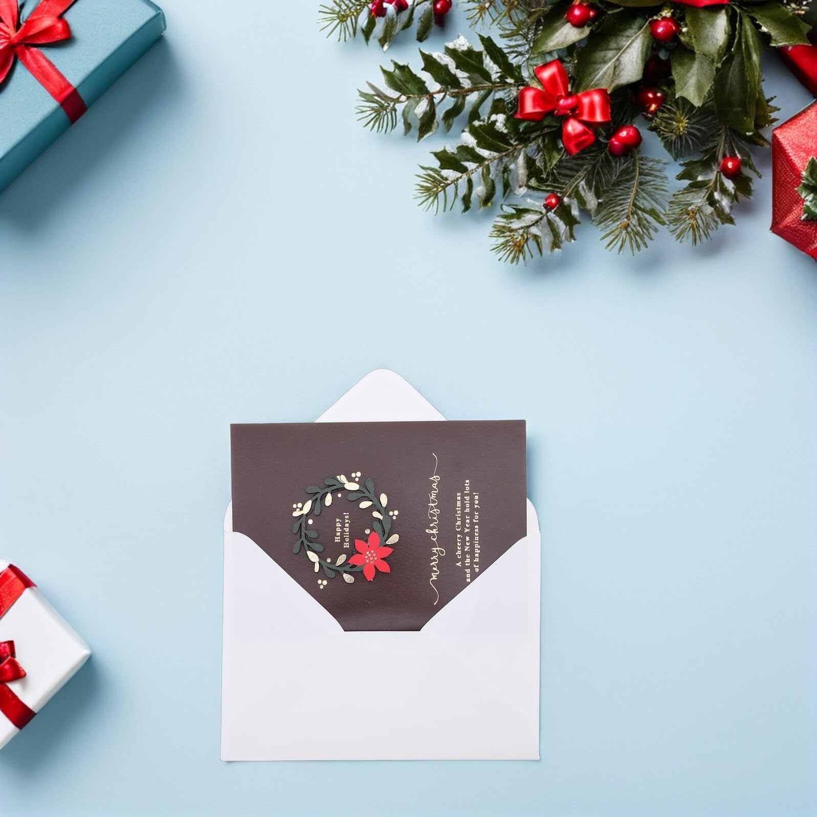 Zerodeko 20sätze Weihnachtskarten mit Umschlag Vintage Blanko Grußkarten Unbedruckt Innen Leere Karten für Weihnachtsfest Einladungen Festliche Weihnachtsgrußkarten