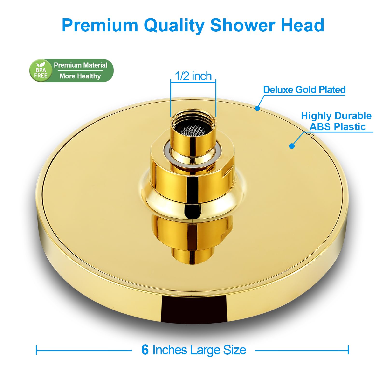 AISINYI High Pressure Rainfall Shower Head, 6 Inches Luxury Modern Showerhead