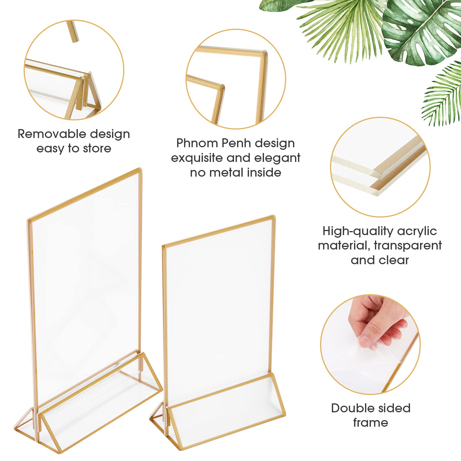 26 Pieces Acrylic Gold Sign Holder Clear Double Sided Menu Holder Table Display Stand Gold Acrylic Picture Frames with Gold Borders for Wedding Table Number Recipe Cards Photo Display (4 x 6 Inch)