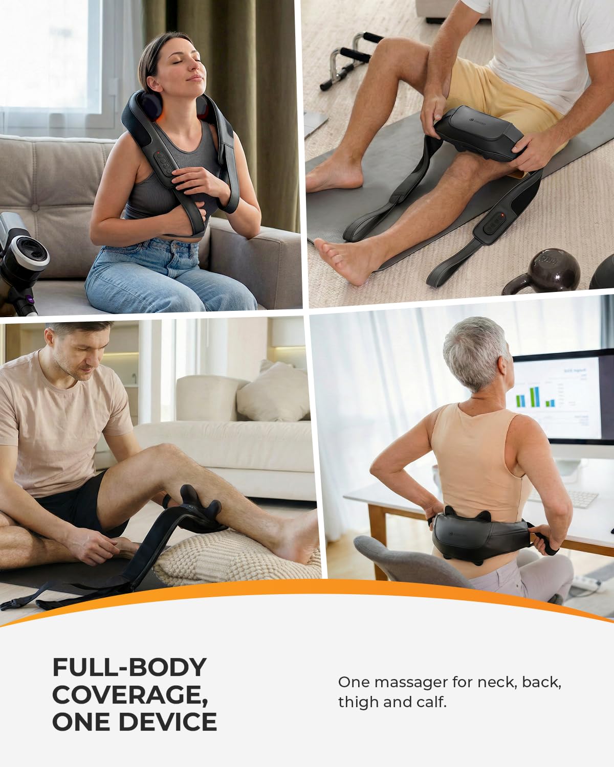 CooCoCo Masajeador inalámbrico mejorado de cuello y espalda con calor, masaje profundo 6D para dolor de hombro, masajeador recargable portátil, regalo para hombres, mujeres y padres