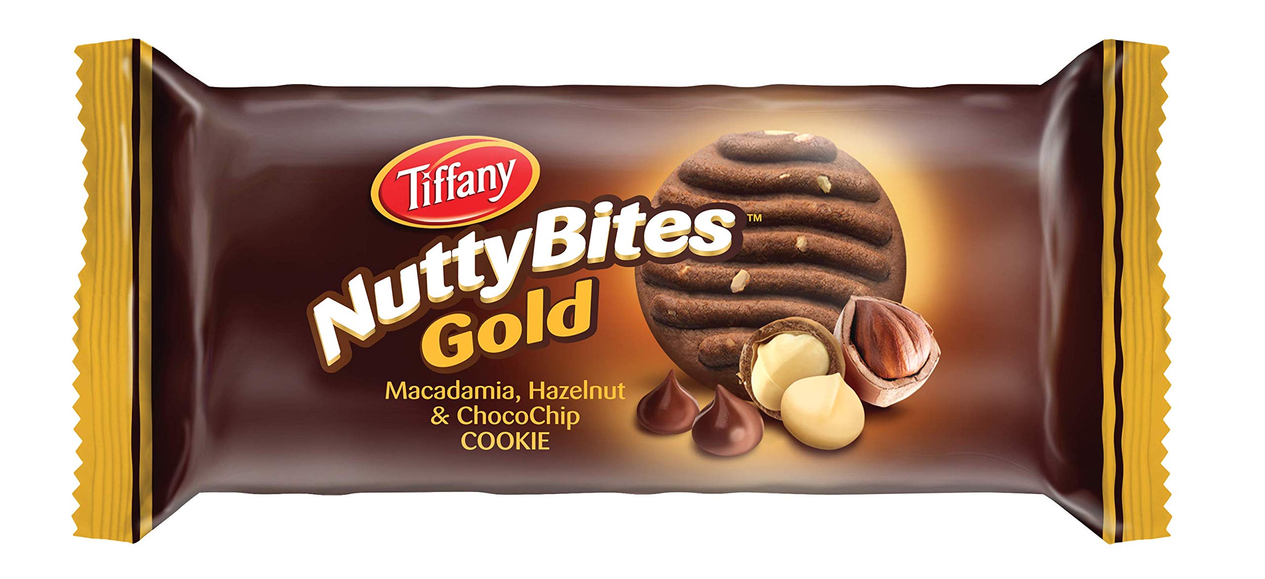 Tiffany, Nutty Bites Gold, Macadamia, Hazelnut & Chocochips Cookies, 117g