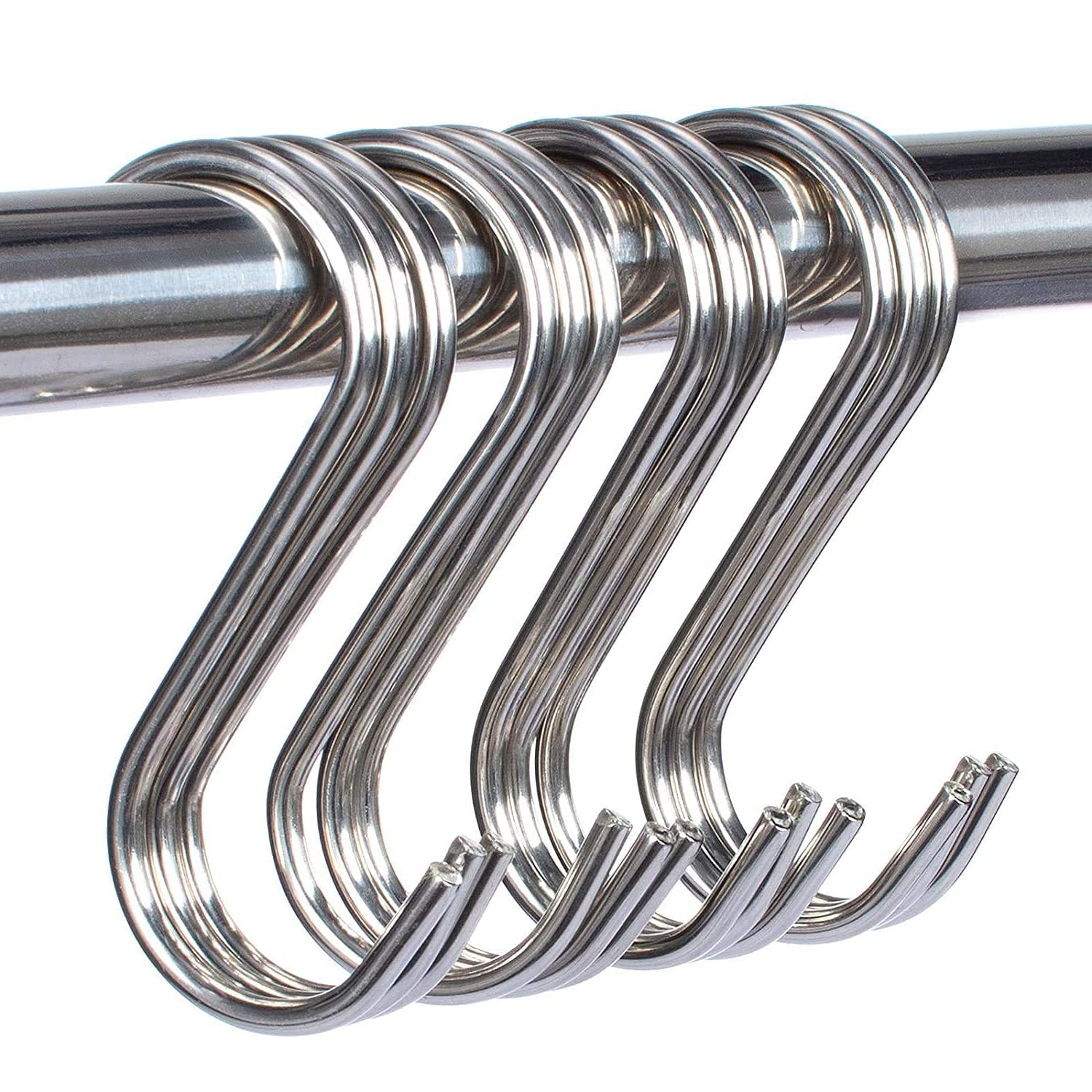VYNTRIX Heavy Duty Stainless Steel S-Shaped Hanging Hangers Hooks for Kitchen, Bathroom,Bedroom, Office, Pan, Pot, Coat, Bag, Plants (Silver, 3.25 inch) - 24 Pieces (B0BWSH66MD) Amazon Price History, Amazon Price Tracker