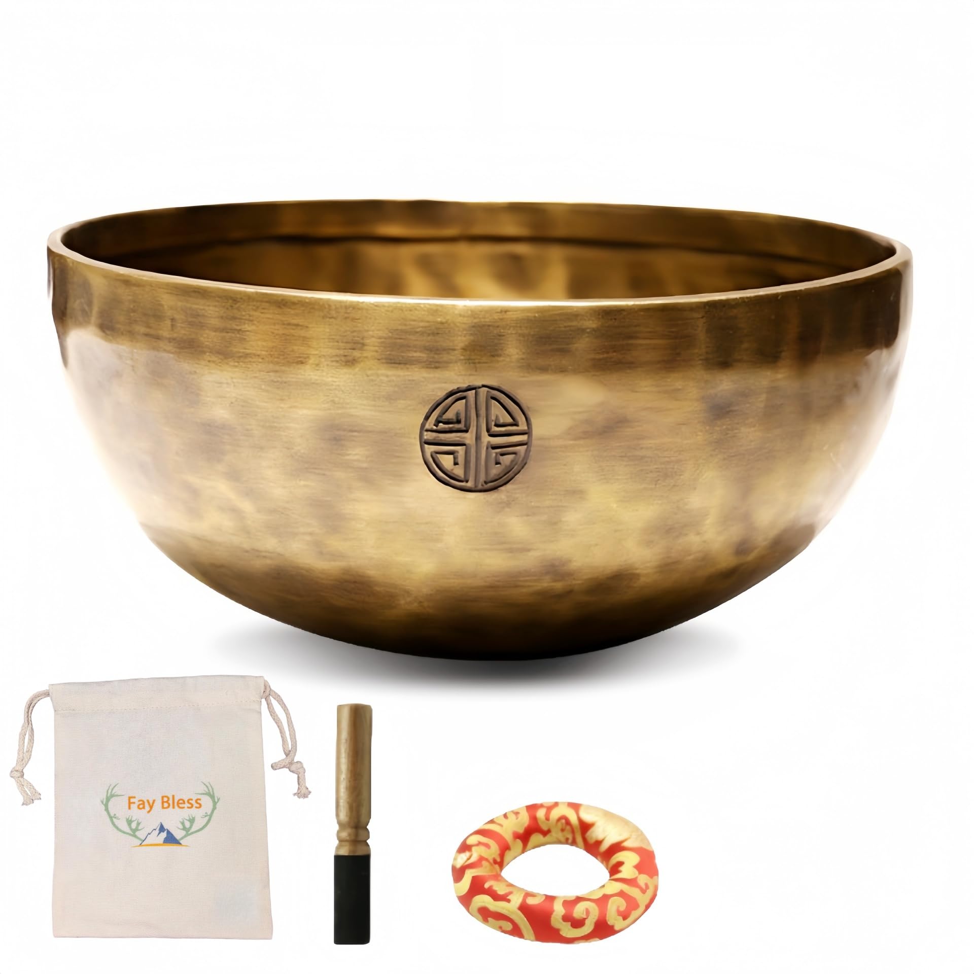 Fay Bless Ensemble de bols tibétains faits à la main - Bol sonore népalais pleine lune pour méditation, yoga, guérison des chakras, thérapie du son, soulagement du stress, conscience et décoration