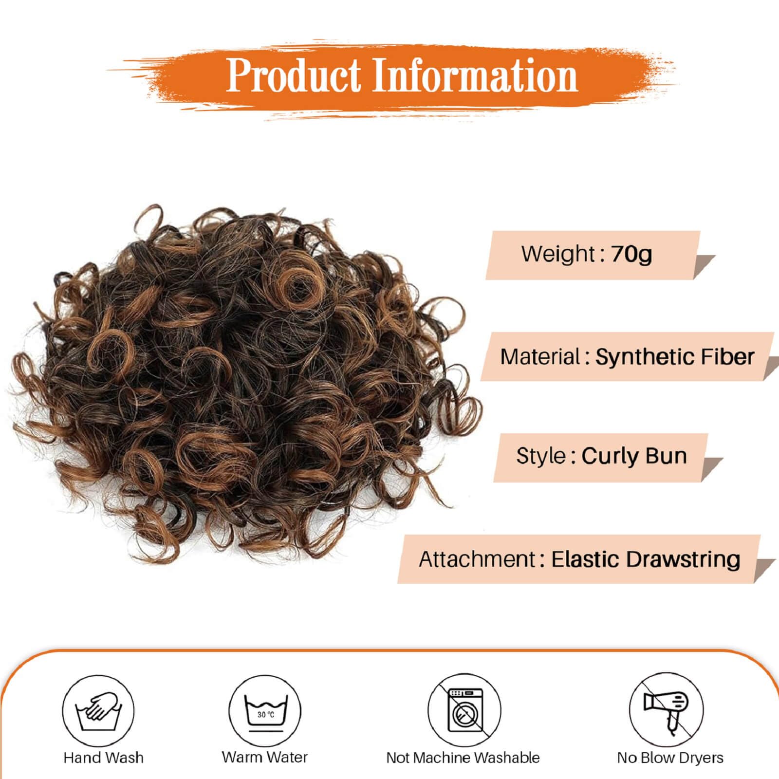 Flyroseing Elastic Drawstring Messy Bun Hair Piece - Image 2