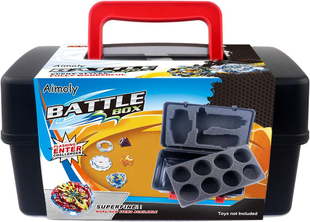 Aimoly Battle Tops Case, Storage Carrying Box Storage Box for Battling Spinner Game (Black)