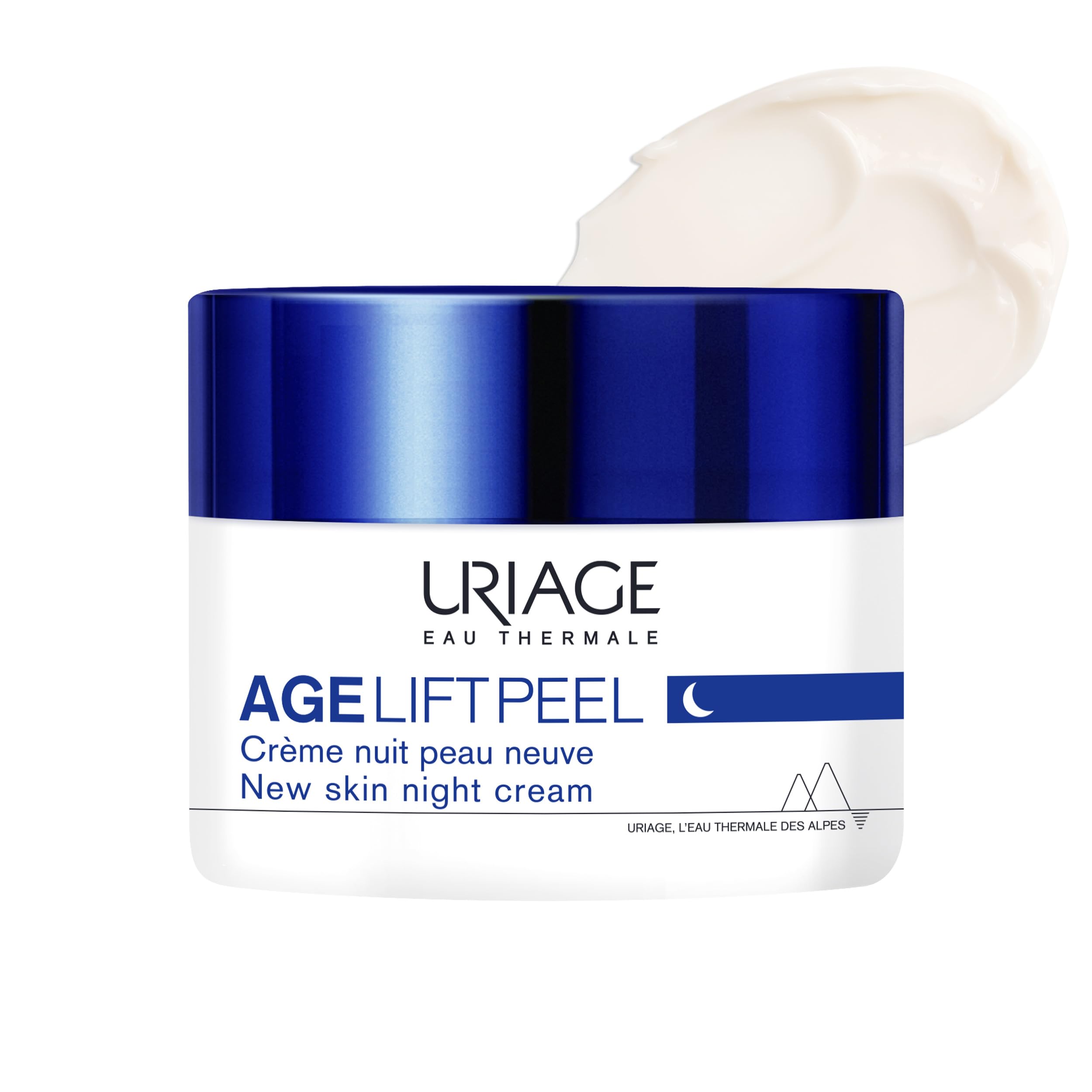 Uriage Age Lift Peel Crème Nuit Peau Neuve avec 3,6% d'AHA et d'Acide Hyaluronique - Lisse, Repulpe et Raffermit la Peau - Texture Riche et Crémeuse - Convient aux peaux sensibles - 50 ml