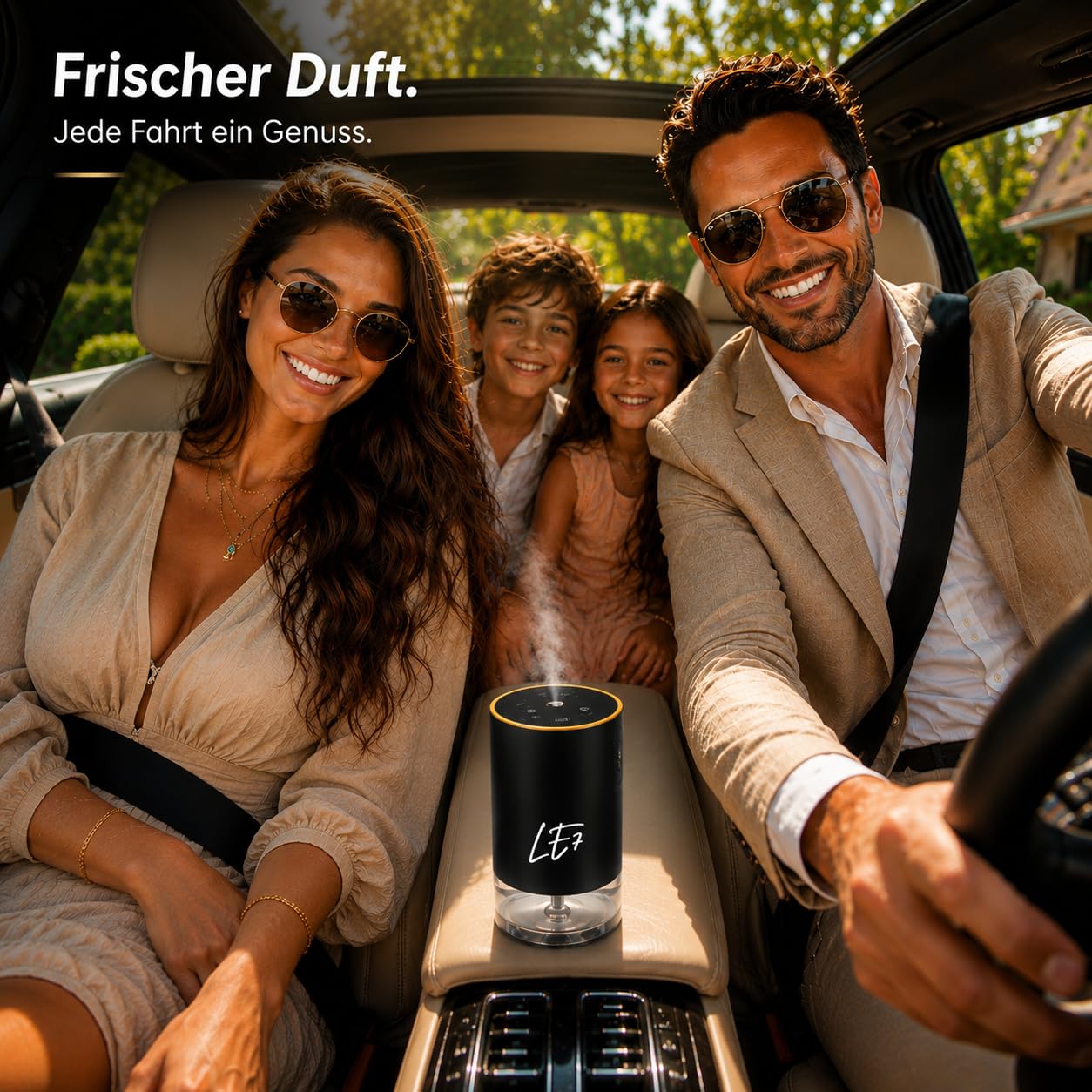 Diffuser, Lime Essence Duft 50ml, Elektrischer Auto Lufterfrischer mit Akku, Intelligenter KI-CHIP, Timer & LED Licht, Autoparfum & Raumduft für Auto, Büro & Zuhause (Schwarz) (Lime Essence)