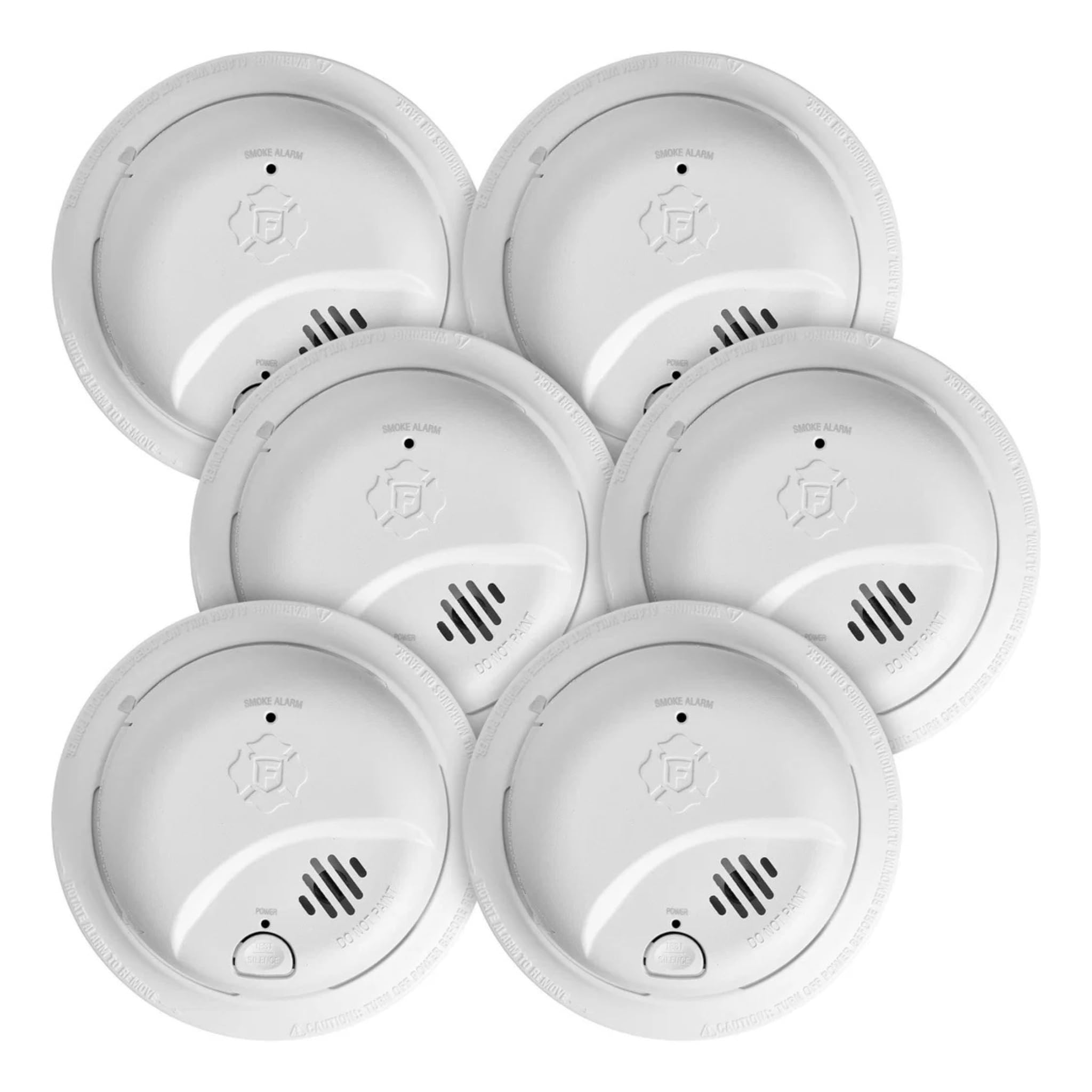 First Alert/BRK Brands Smoke Alarm Smoke Alarm Interconnected Hardwired with 10-Year Battery SMI105-AC 6-Pack