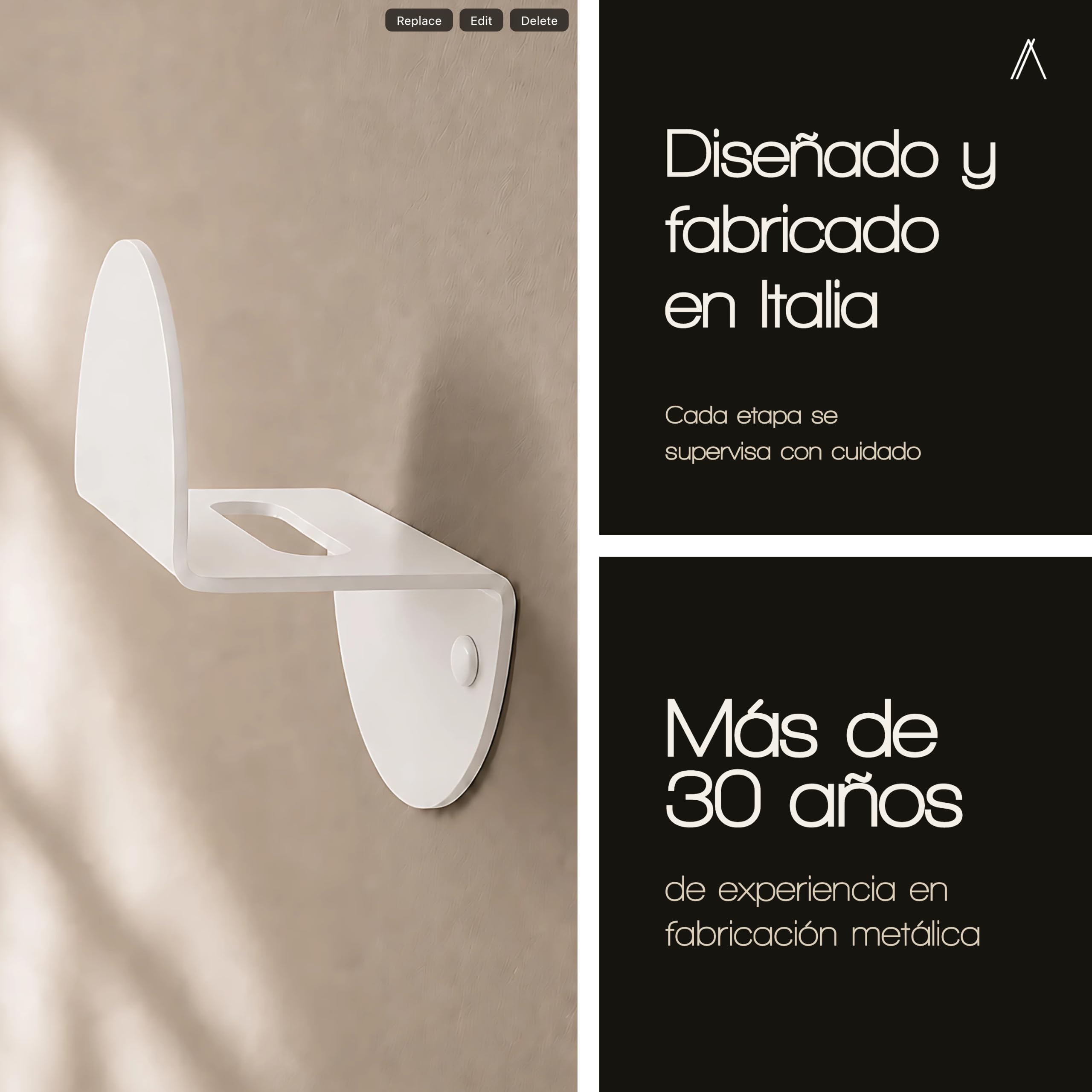 Audace Aggancio Perchero de Pared Metal 8x8x5cm Blanco Mate, Set 3