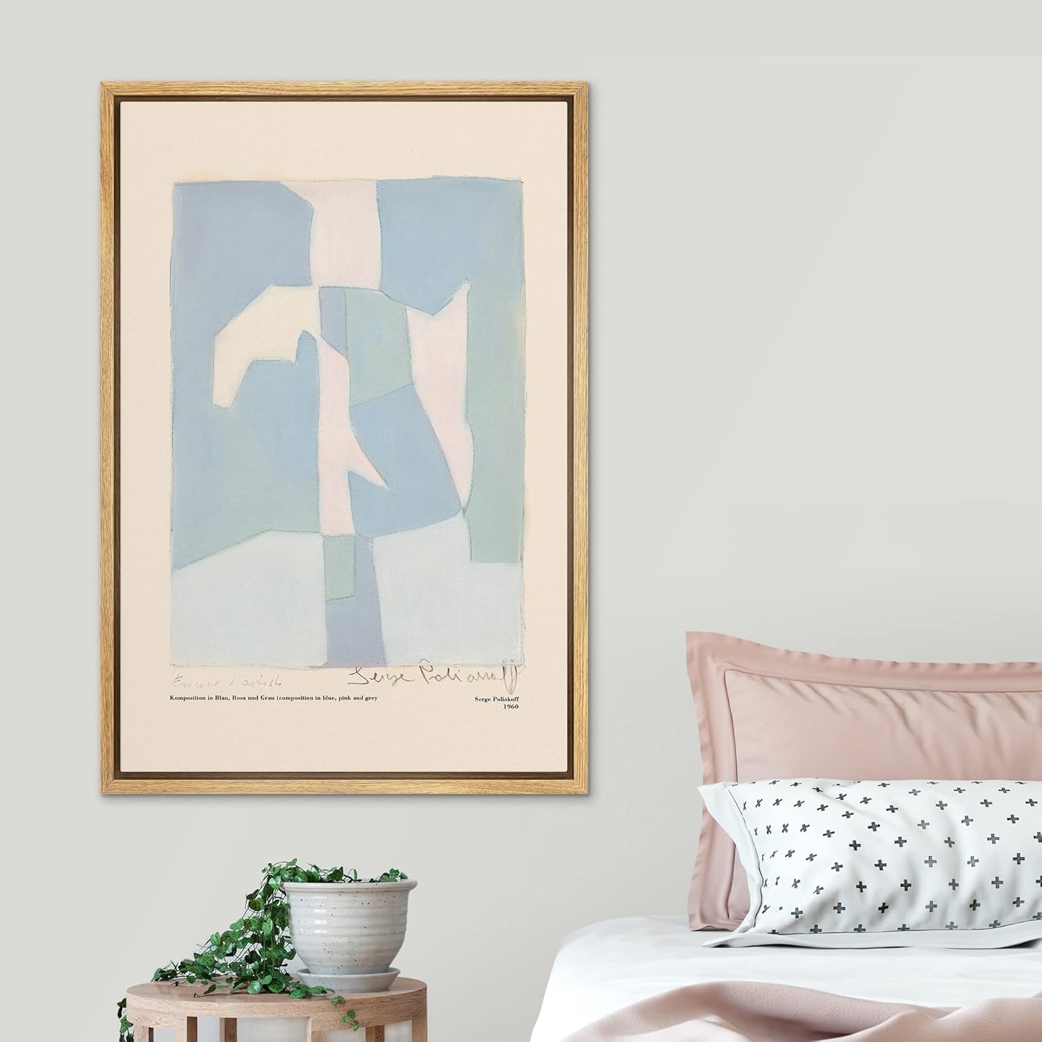 White Framed Geometric Abstract Canvas Print 16" x 24"