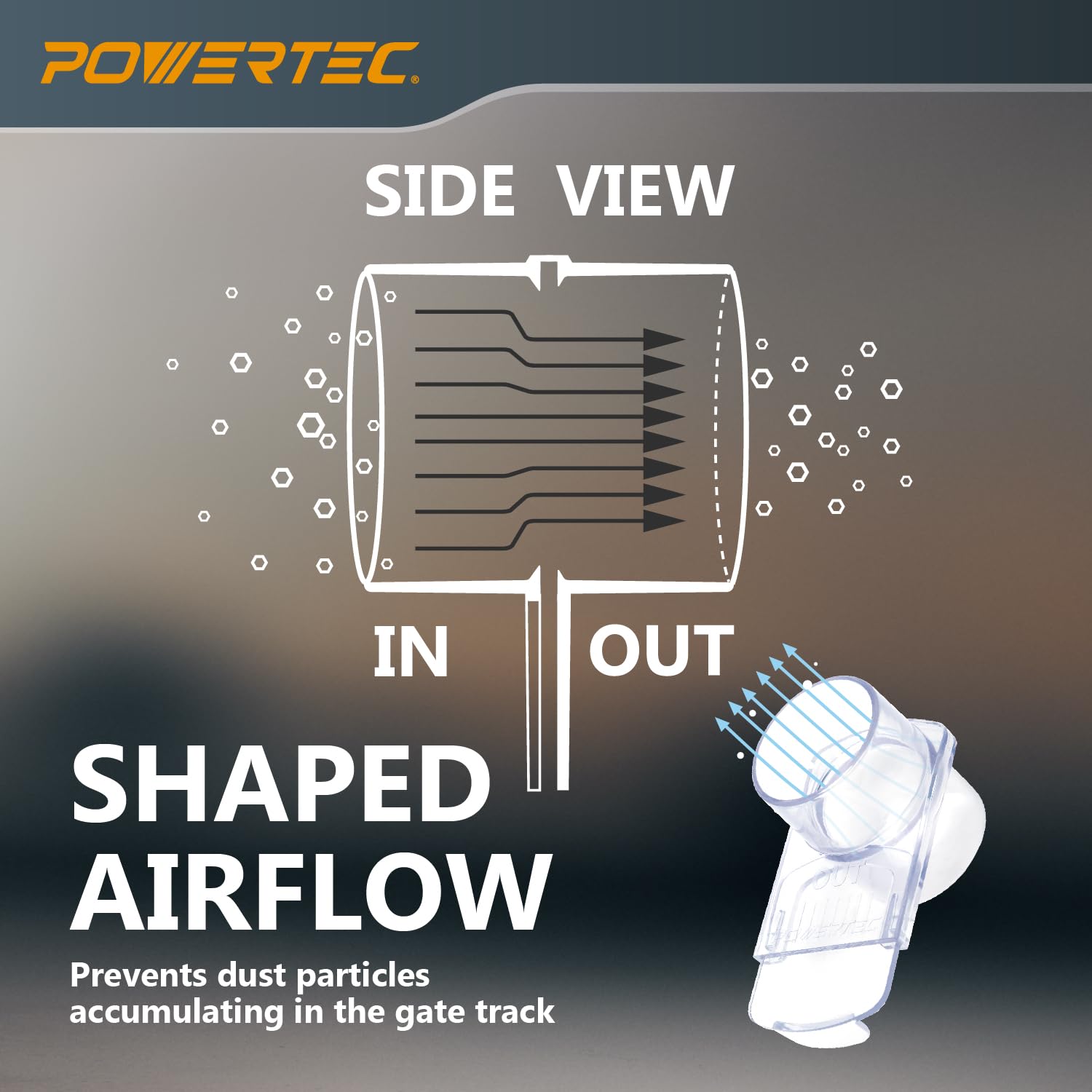 POWERTEC 70374 Staubsammelarmatur-Set mit transparenten Anschlüssen, Strahltoren und Edelstahl-Schlauchschellen für 3-Maschinen-Setup, Staubsammelsystem für Staubsammelschlauch (70374)
