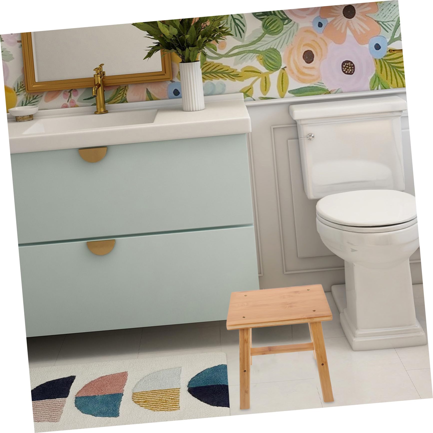 VALICLUD Taburete Pequeño de Madera Natural para Cambiar Zapatos Banco Multifuncional y Reposapiés Diseño Elegante y Compacto para Baño Dormitorio y Cocina Resistente y Versátil