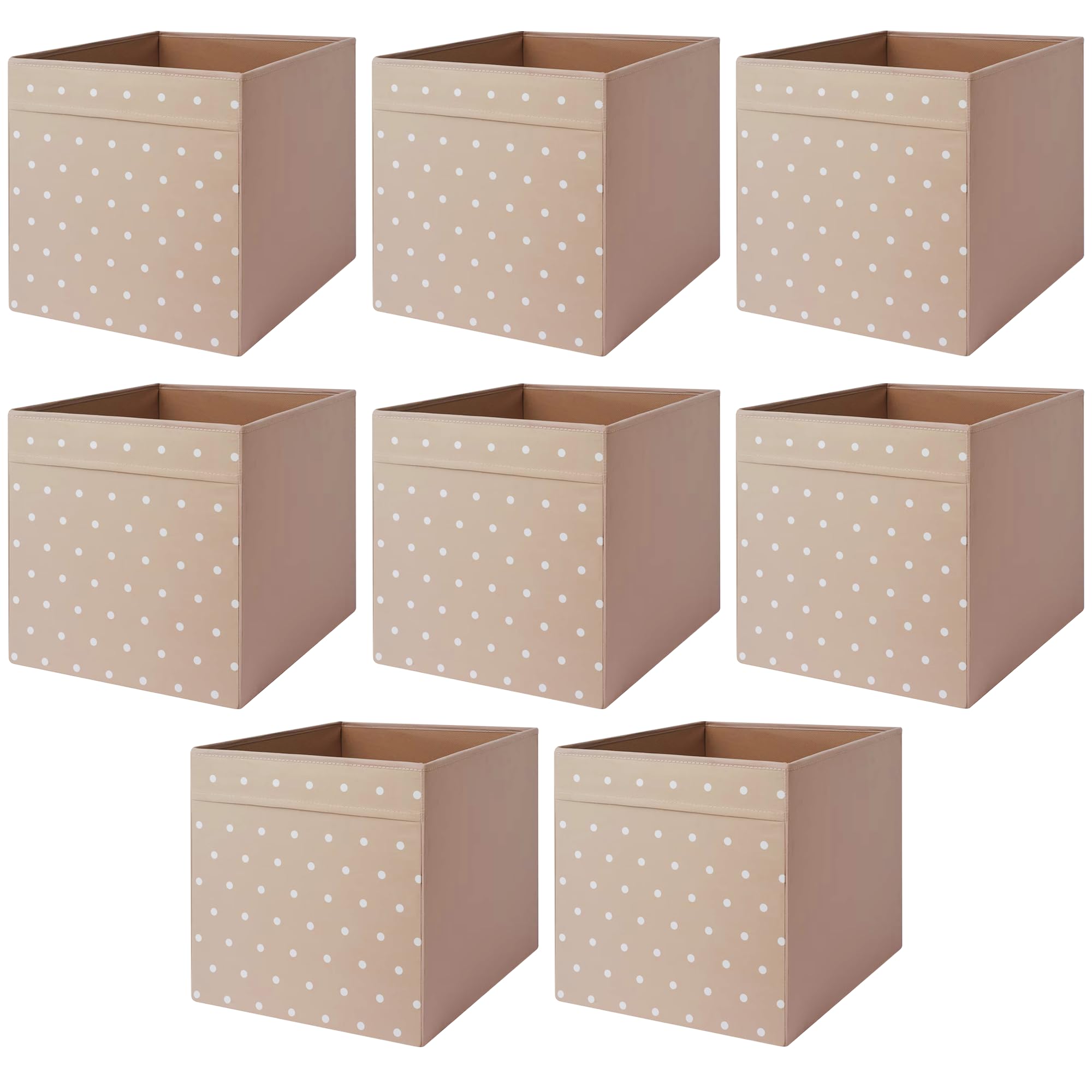 Drona Fabric Storage Box Insert - Dotted Beige - 33x38x33cm - Foldable and Durable Cube Organizer for Shelves, Closets, and Home Storage, pack of 10