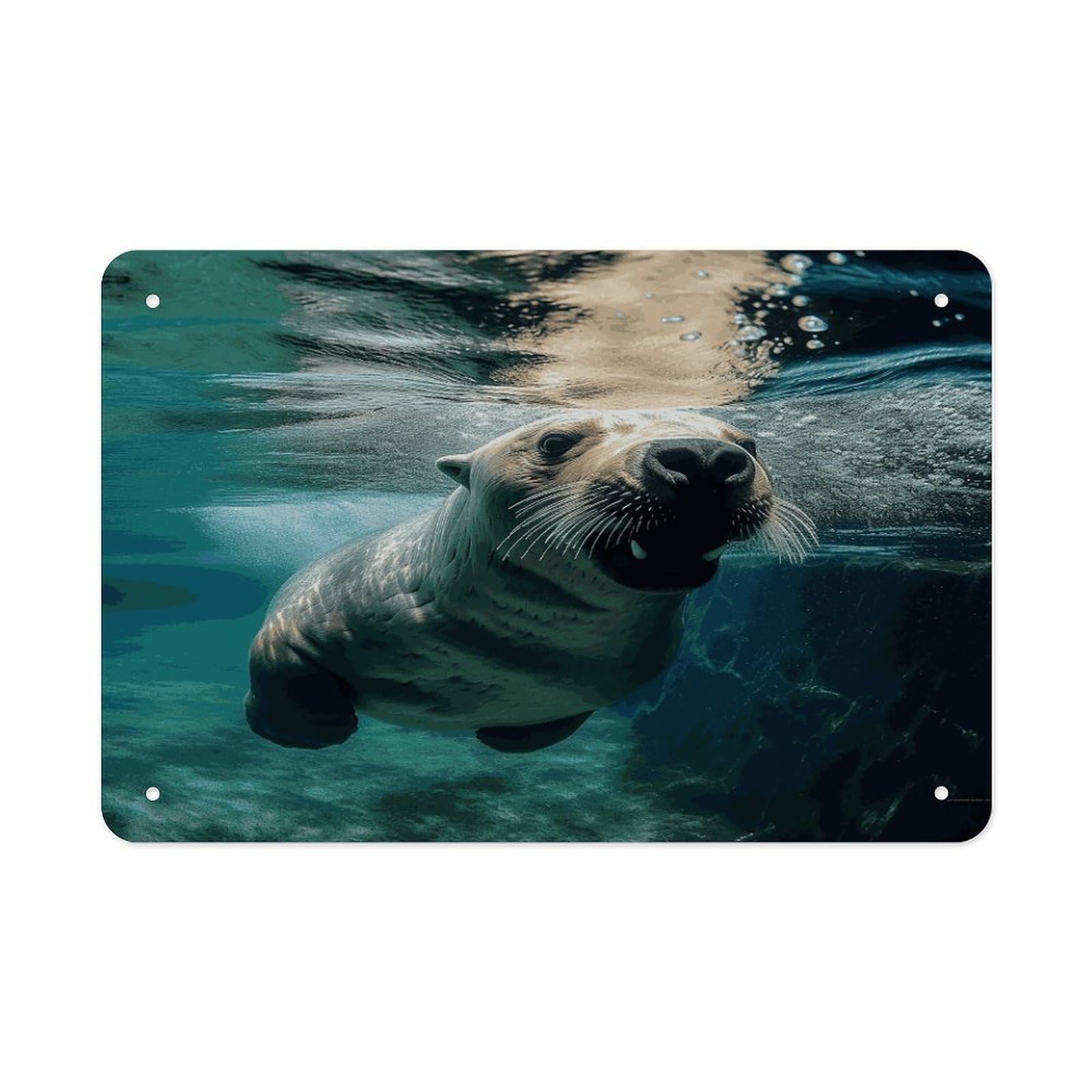 Fekiloot Style Funny Sea Lion Metal Signs Wall Art Tin Sign