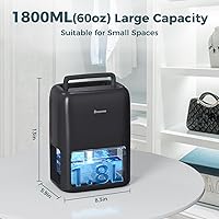 Vista 5 de Deshumidificadores de 60 onzas para el hogar, deshumidificador silencioso de doble semiconductor con temporizador, modo de apagado automático, 7