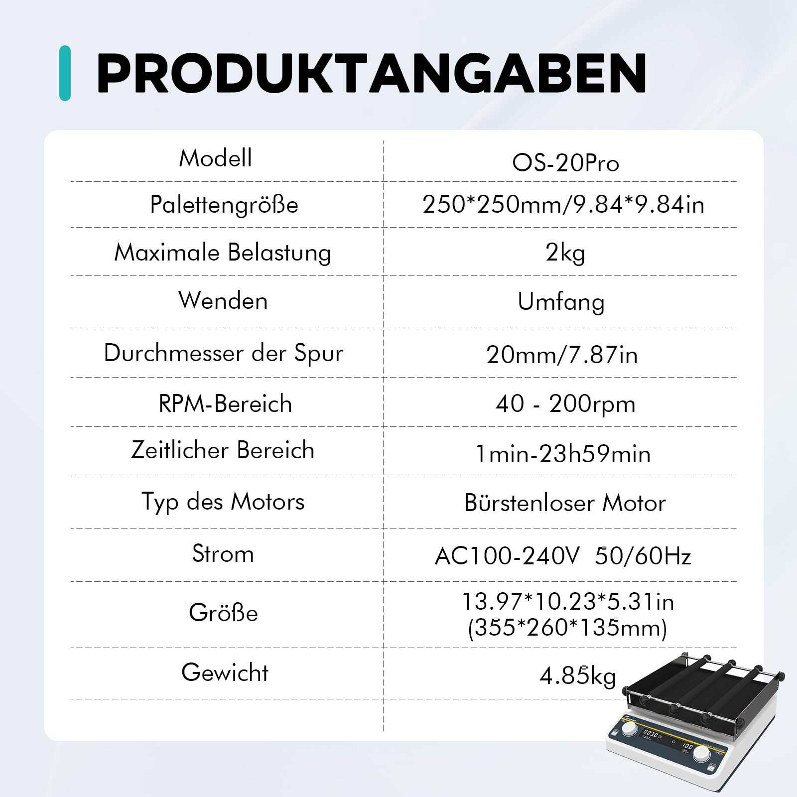 LAB FISH Digitaler Orbital Shaker, 40-200 U/min Labor Schüttler mit Timer, 250x250mm Plattform, 2KG Kapazität, für chemisches & biologisches Mischen, Kultivierung