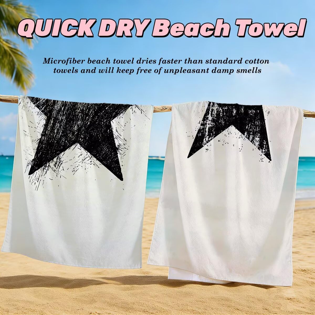 Juego de 2 Toalla Playa Grande 80x160 cm, Secado Rapido Toalla Microfibra Gimnasio, Antiarena Toallas de Playa Simple, Grande Ligera Compacta Toallas Microfibra Mujer Hombre para Viaje Piscina -5080