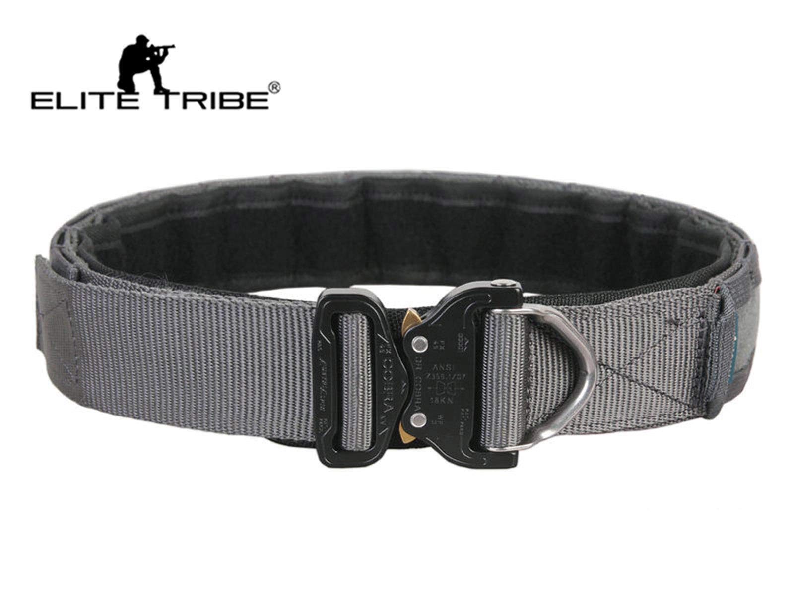 Elite Tribe Cobra Riggers Belt D-Ring Molle 1.75-2inch Combat Amy Hunting Belt (M, Wolf Gray)