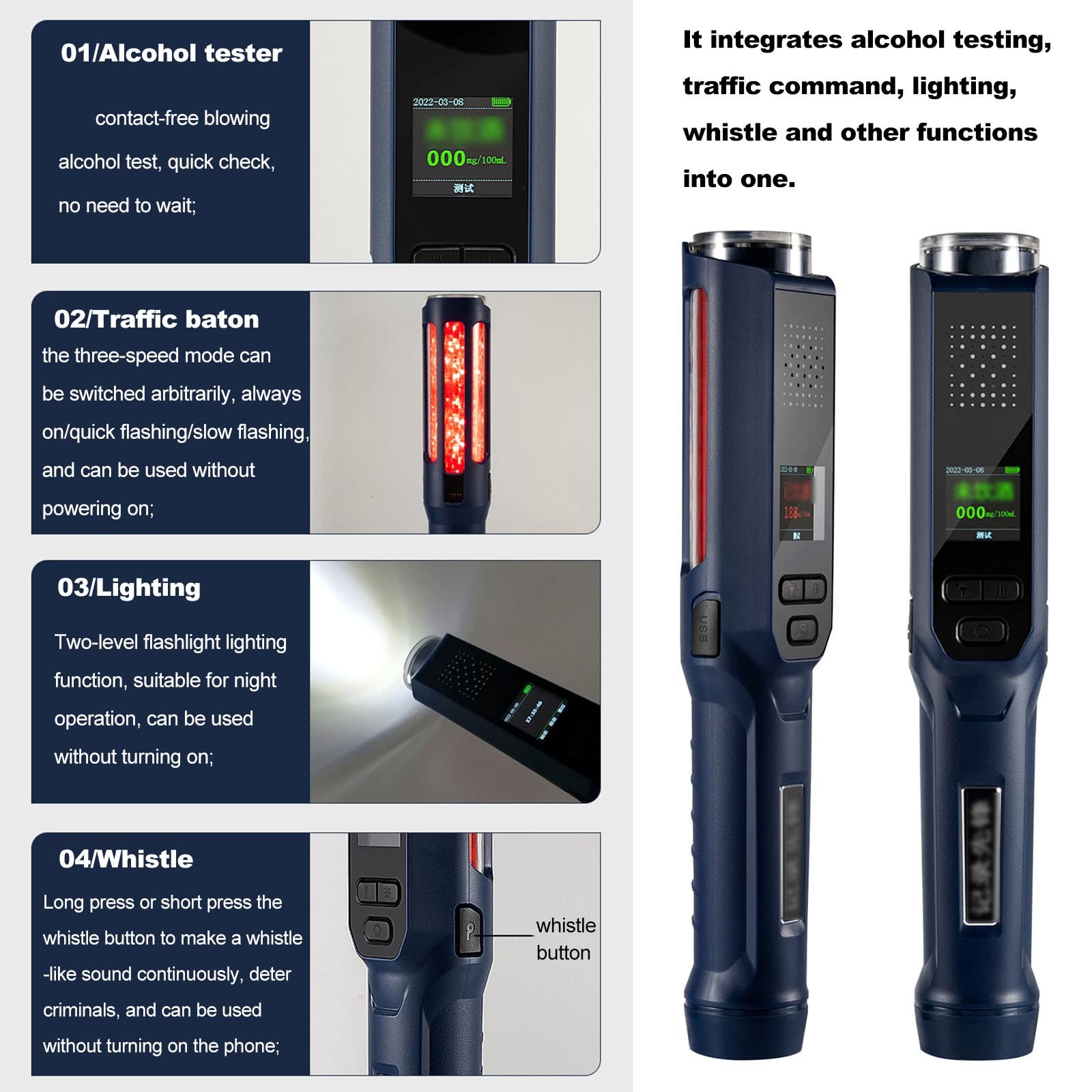 NICHOY Alkomator, profesjonalny precyzyjny tester alkoholu z niebieskim cyfrowym wyświetlaczem LCD do użytku domowego lub imprezowego, tester alkoholu w oddechu (kolor: niebieski, rozmiar: 26,2 x 4,5