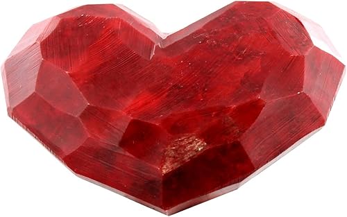 Miniatura 2 de MY SWANKY HOME Corazón de piedra de jabón rojo facetado de 5 pulgadas | Pisapapeles de regalo de escritorio de amor