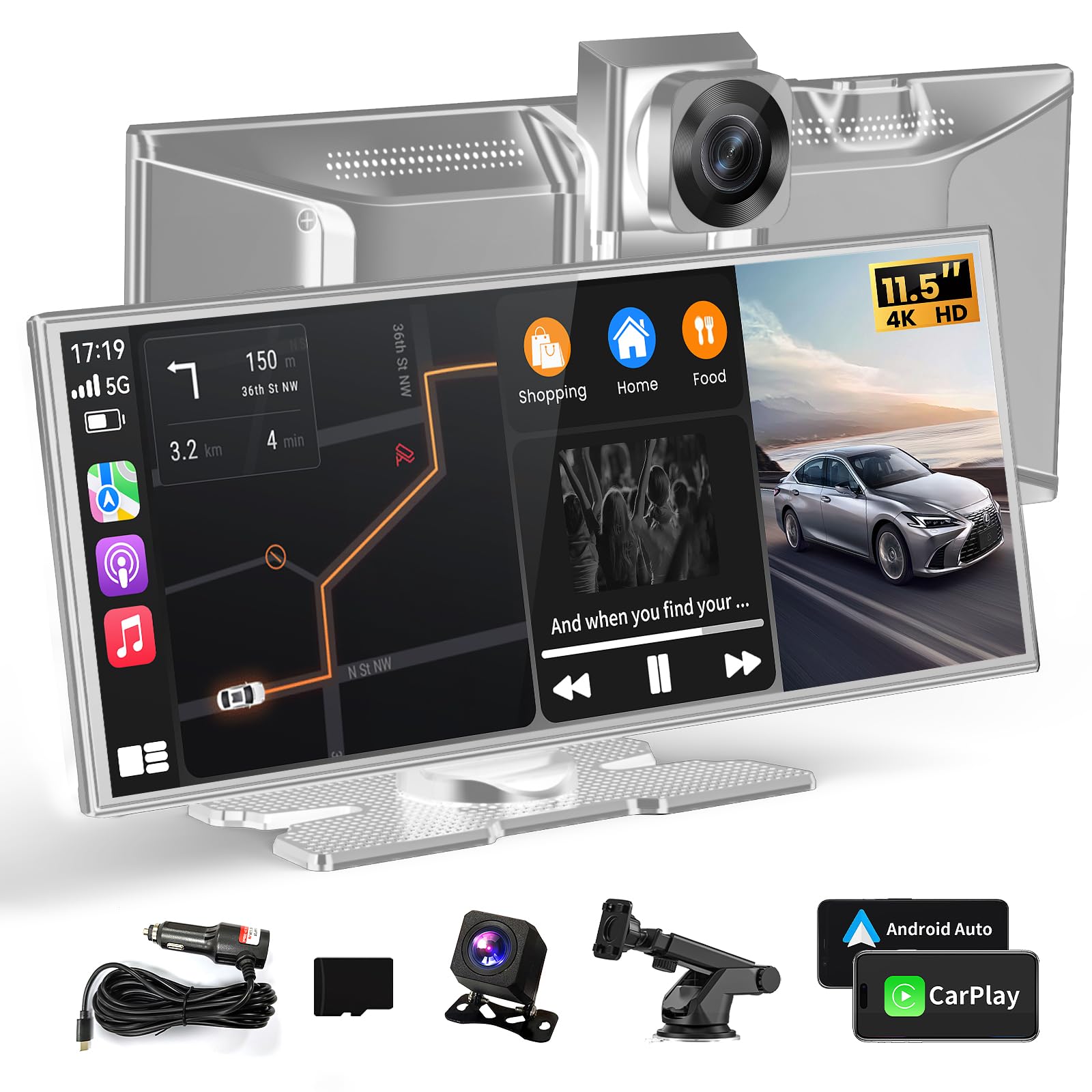 【新品】11.3インチ 大画面Carplay android Auto ドラレコ Amazon.co.jp: Carplay＆Android Auto搭載された ドライブレコーダー