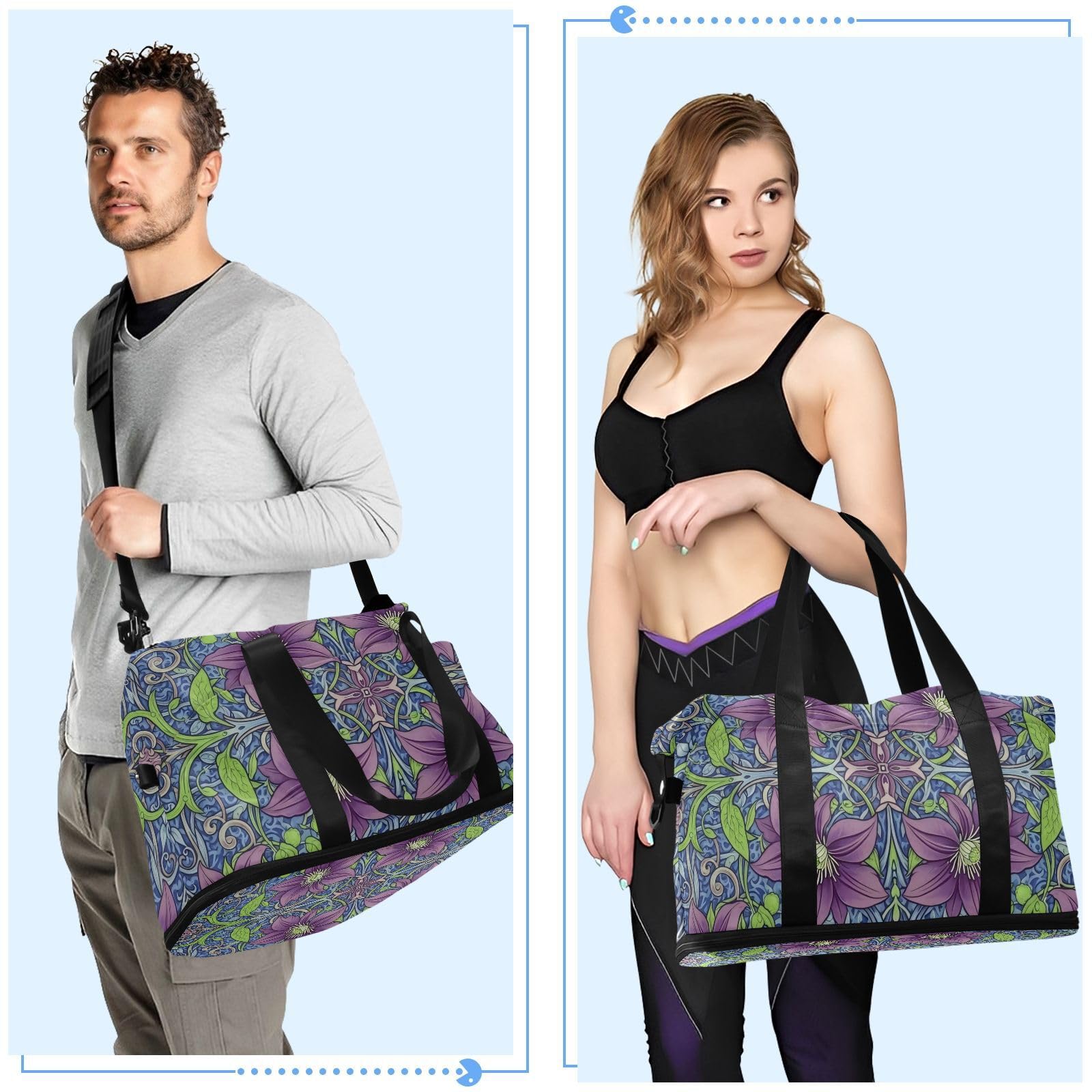 William Morris Gepäck-/Reisetasche, Tragetasche mit verstellbarem Gurt, für Flugzeugreisen, 2-teiliges Set, Lila