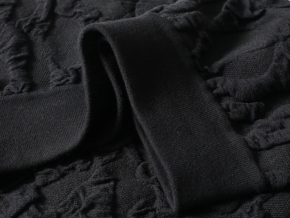 LUKX Röcke Damen,Damen-Minirock Schwarz Elastischer Jacquard-Strick-Faltenrock Mit Hoher Taille Vintage A-Linie Swing Geraffter Eleganter Herbst-Winter-Kurzrock Für Mädchen Damen