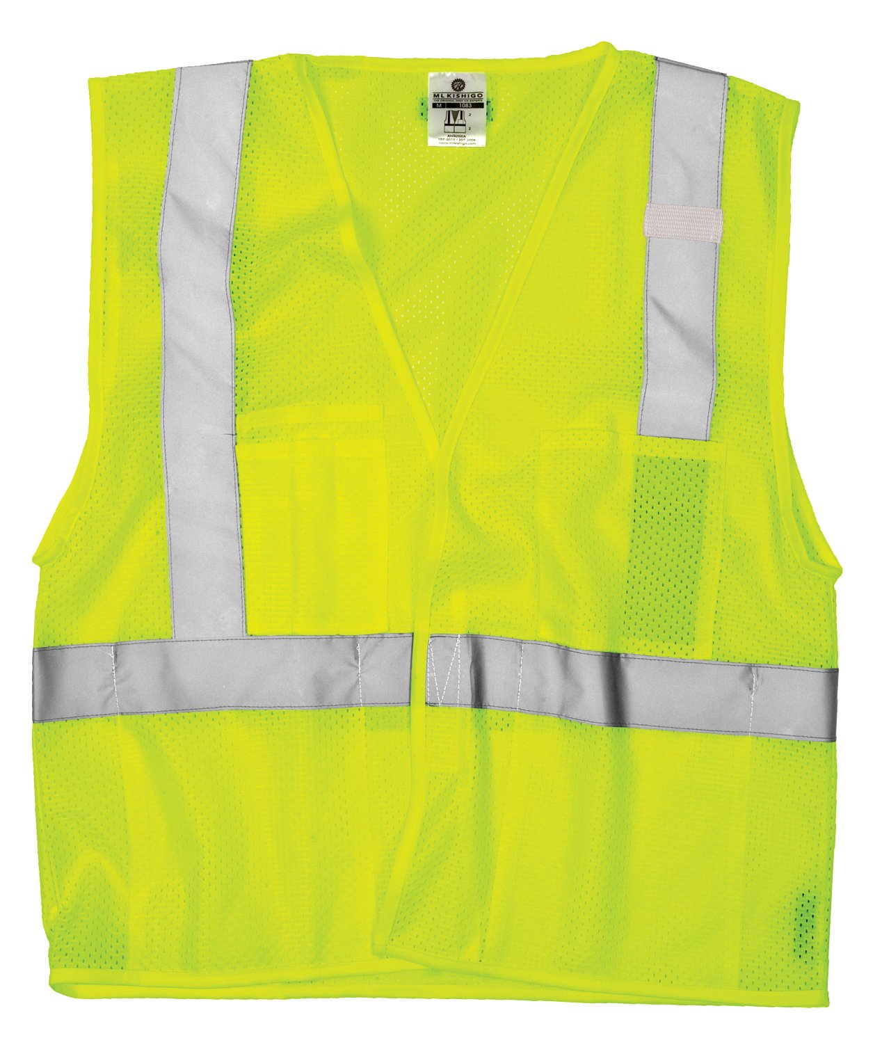 Kishigo 1083 Ultra-Cool Polyester Velcro Front Multi Pocket Vest, Extra Large, Lime