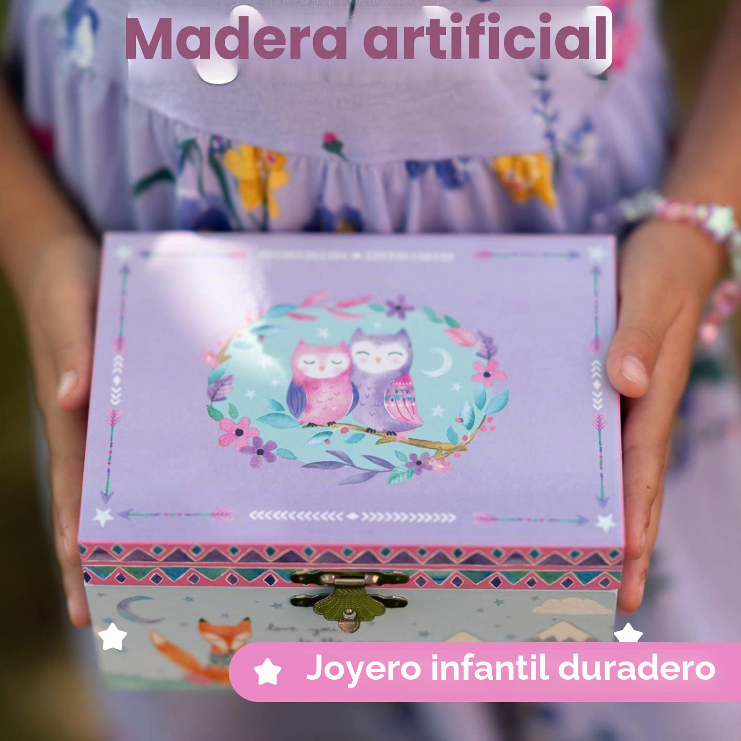 Jewelkeeper Caja Musical para Joyas para Niñas Búhos Animales del Bosque Melodía Estrellita