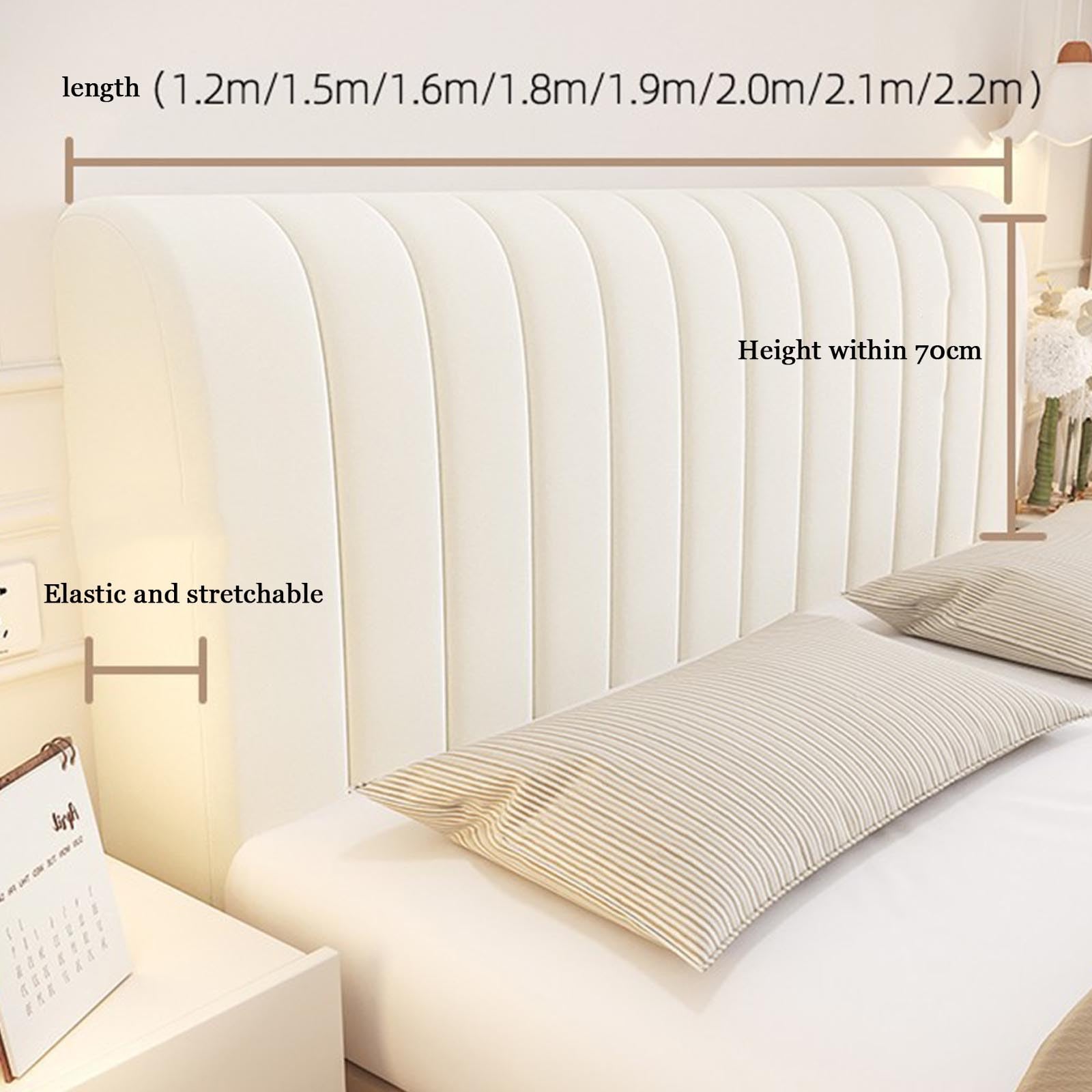 Fundas Cabeceros Cama - Fodera elastica lavabile per testiera, per letti da 150/160 cm, rimovibile, colore: bianco, 2,2 m