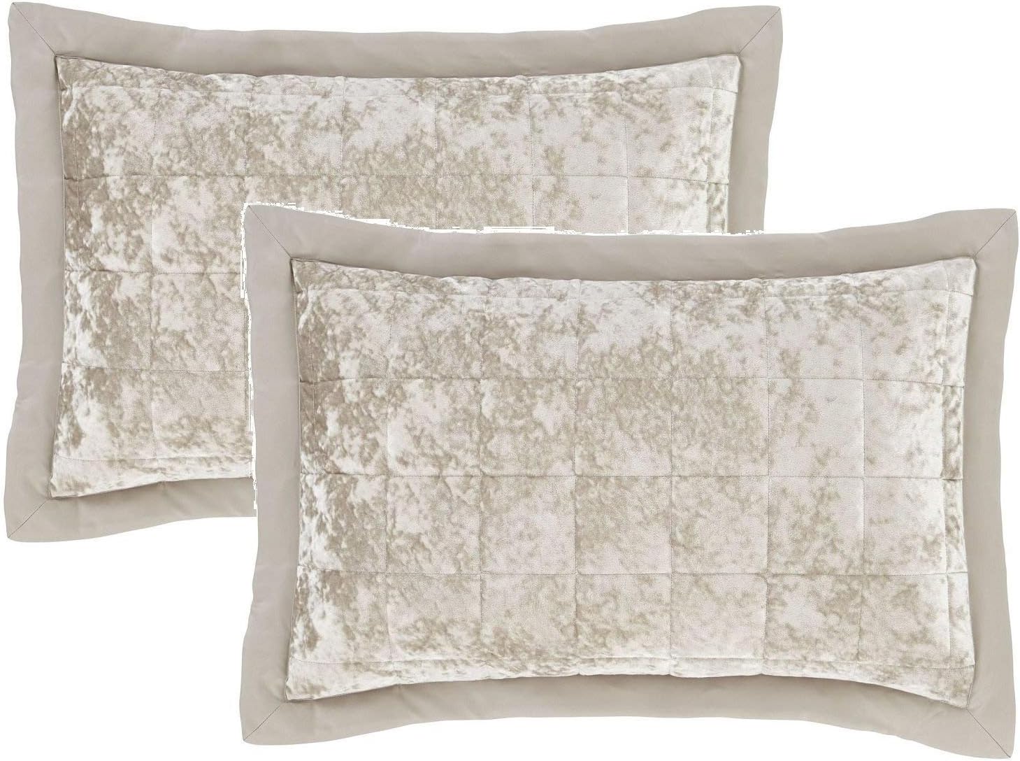 Catherine Lansfield Crushed Velvet Pillowsham Pair, Polyester, Natural